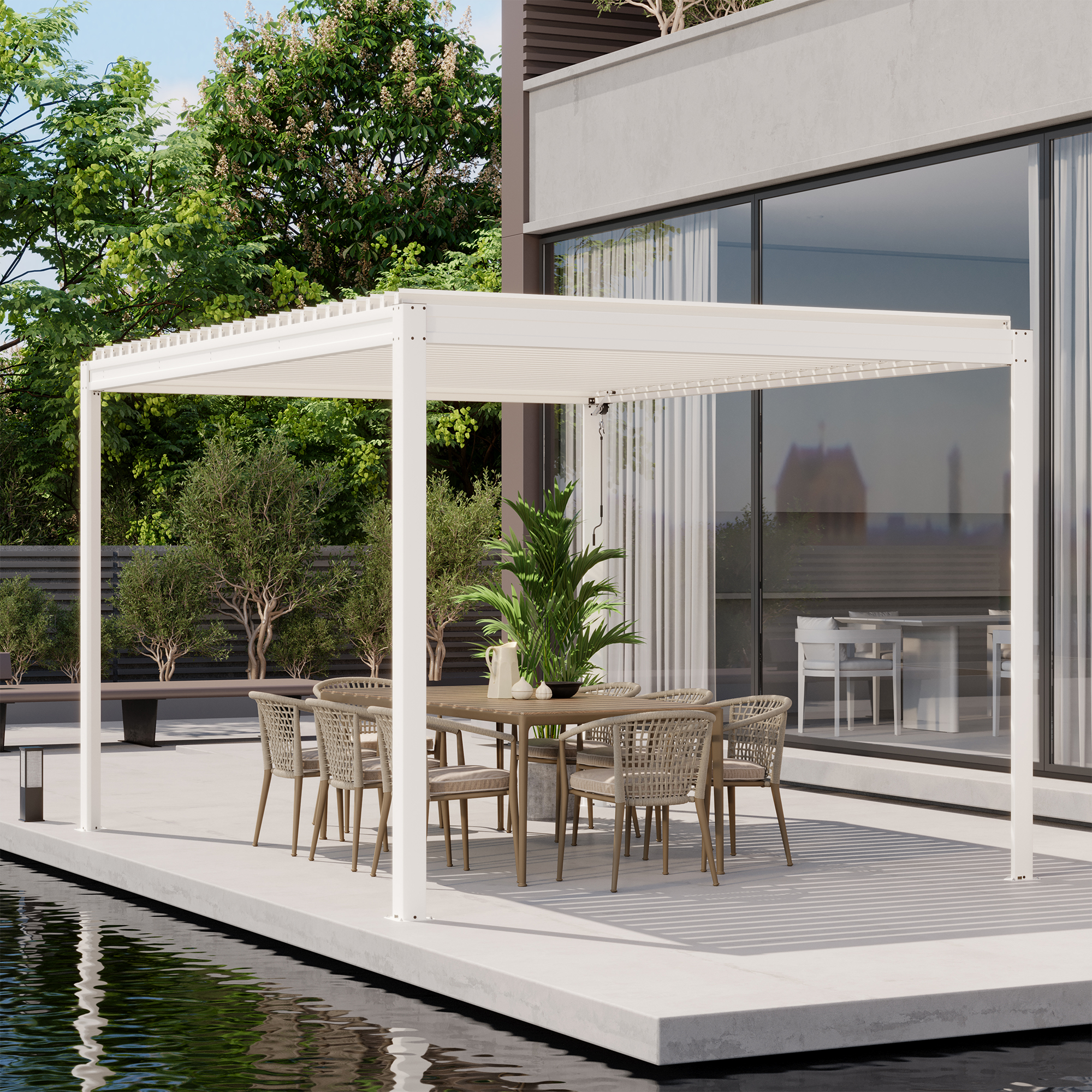 Louvered Pergola 10X13FT, Aluminum Pergola with Adjustable Roof, Aluminum Frame, Efficient Drainage System, Outdoor Pergola for Patio, Deck, Garden