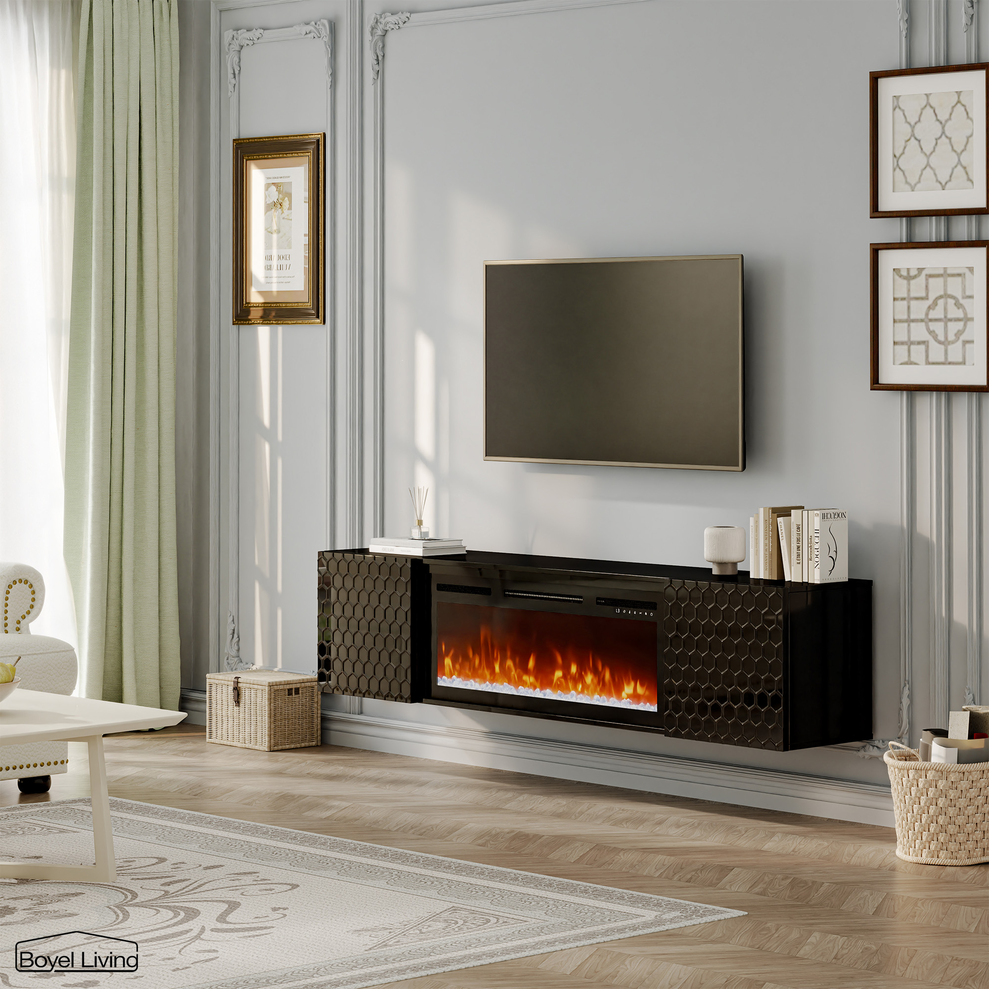 Floating TV Stand with 36" Electric Fireplace