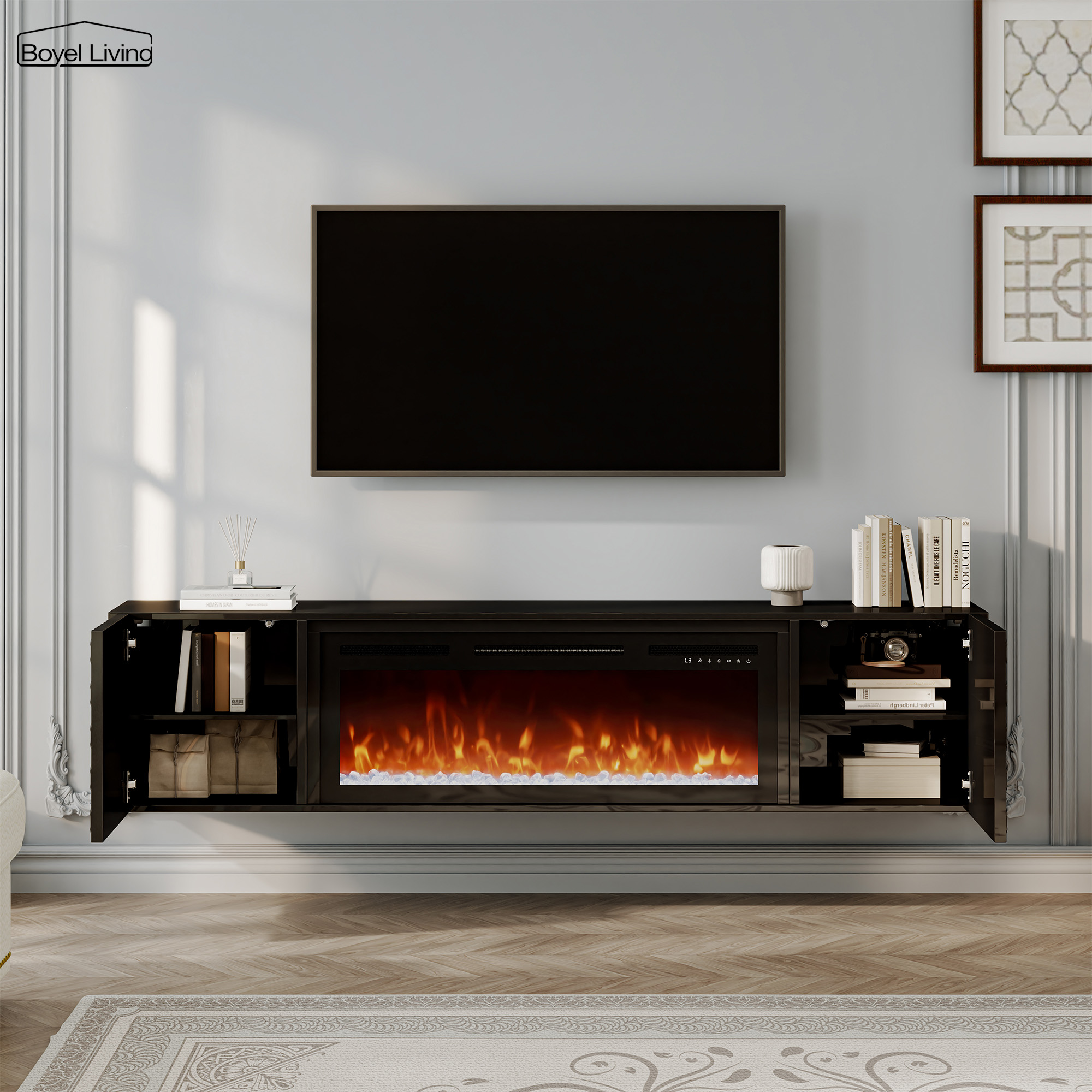 Floating TV Stand with 36" Electric Fireplace