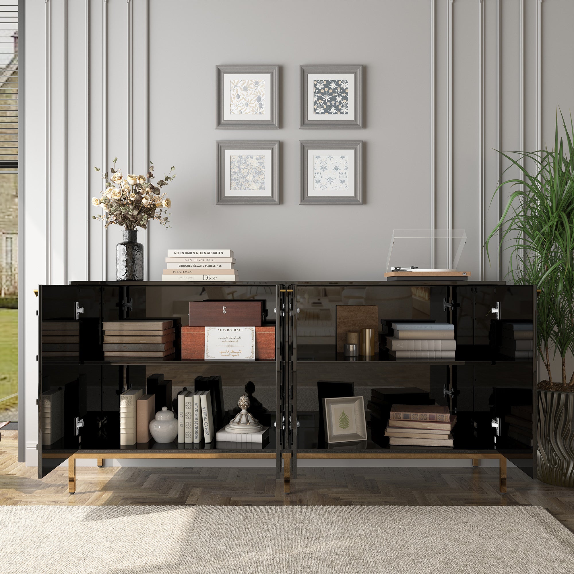 4 Door White Locker Accent Cabinet