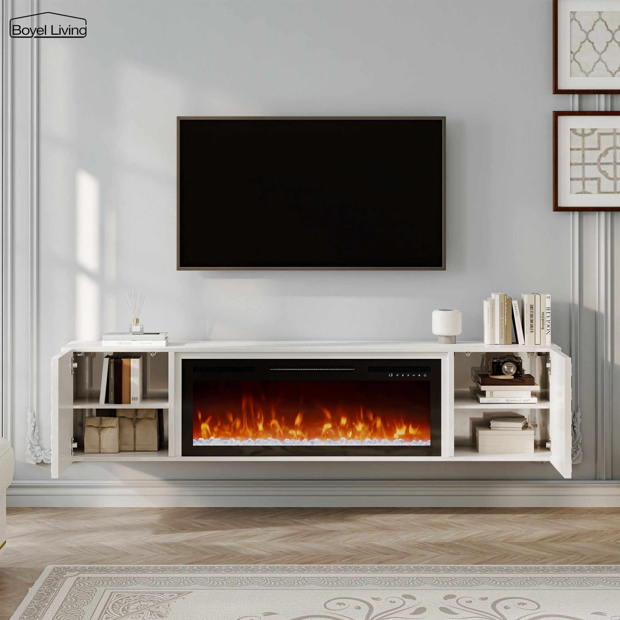 Floating TV Stand with 36" Electric Fireplace