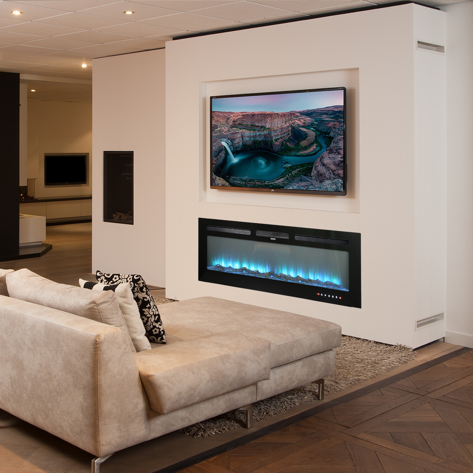 Basics Wall-Mounted Recessed Electric Fireplace