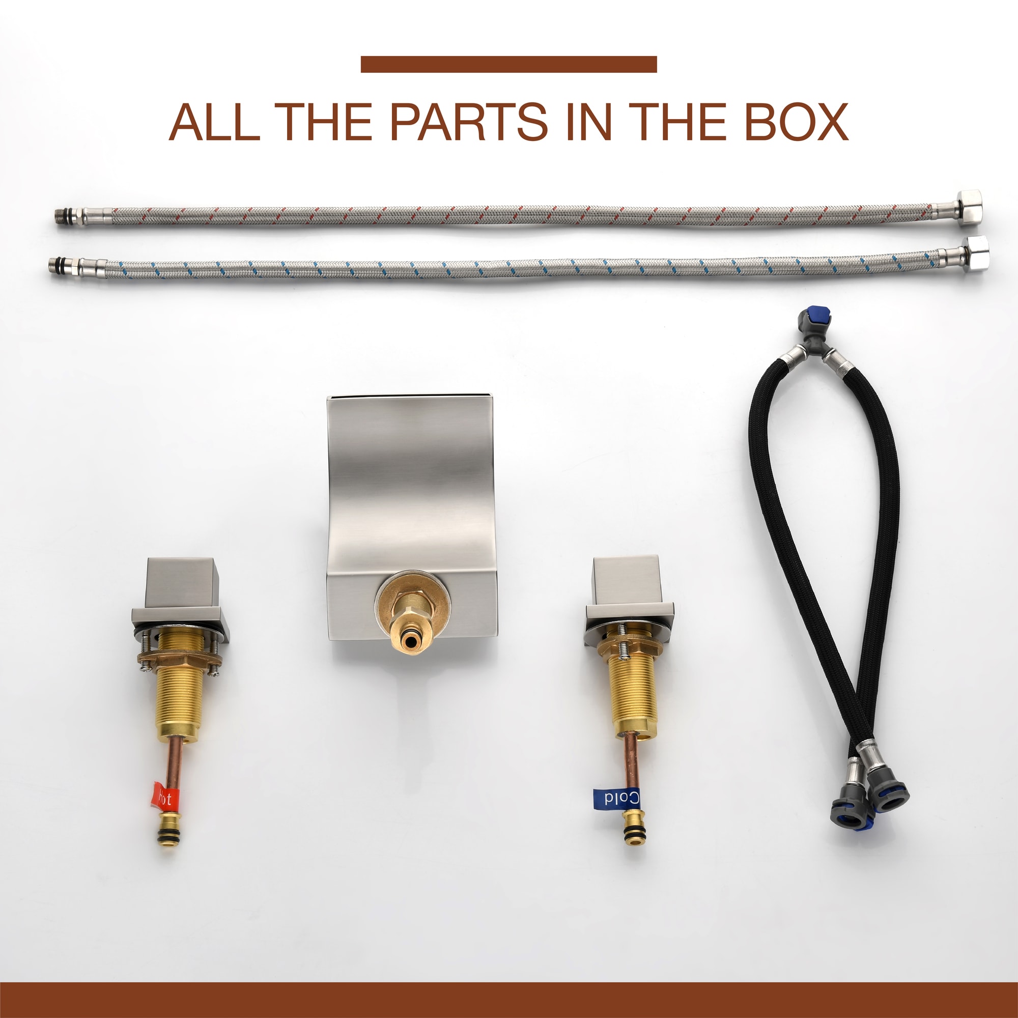 Mondawe Double Handle 8-Inch Center Wide-Spread Bathroom Faucet in Nickel/Gold/Black-Mondawe