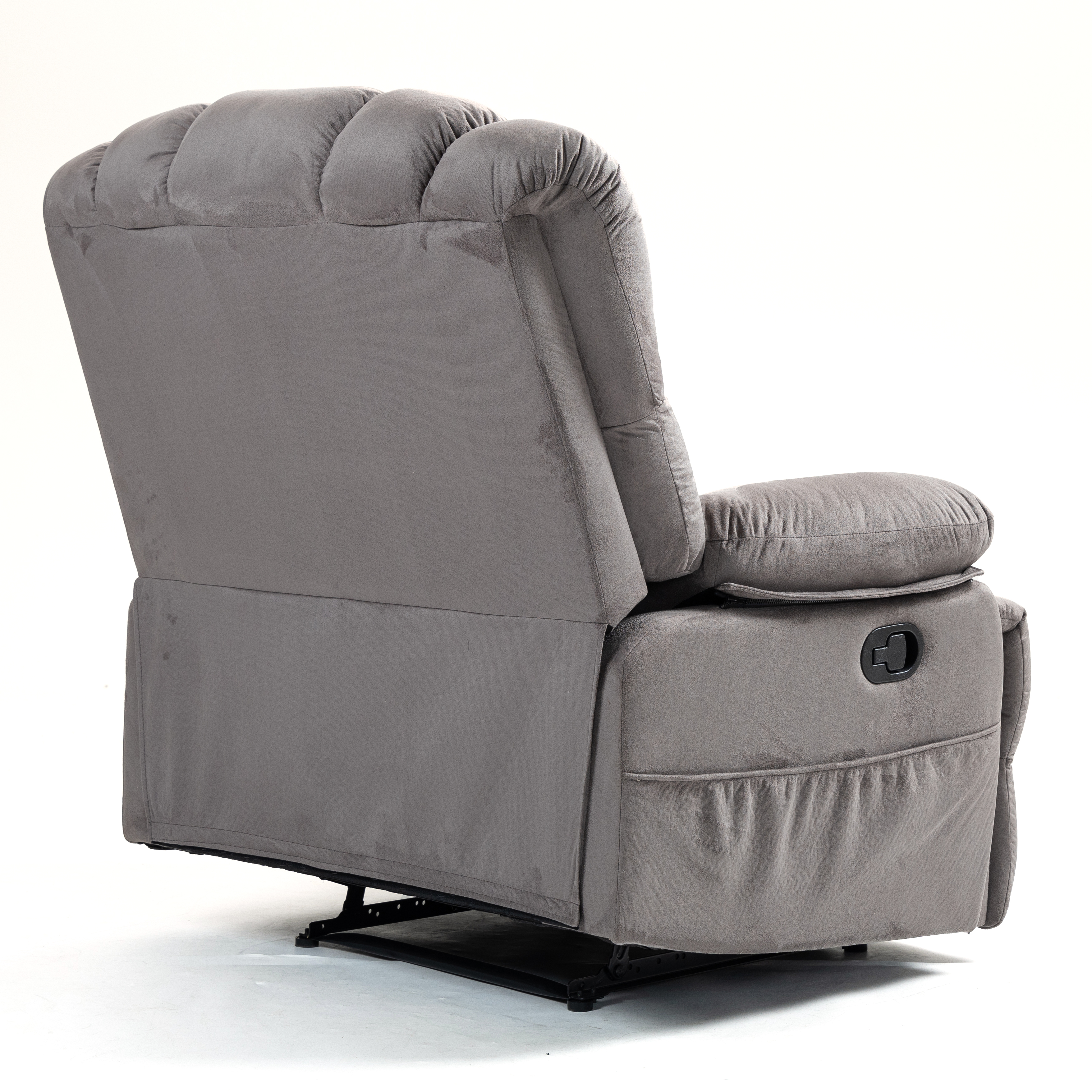 Large Manual Recliner Chair in Fabric for Living Room, Beige/Dark Gray/Yellow/Grey