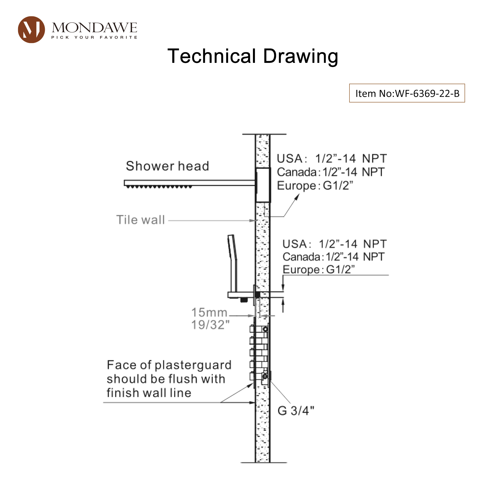Mondawe Luxury Rain Dual Shower Heads Wall Mounted 22 in. with Digital Temperature Display 4 Spray Patterns Thermostatic and 3 Body Jets-Mondawe