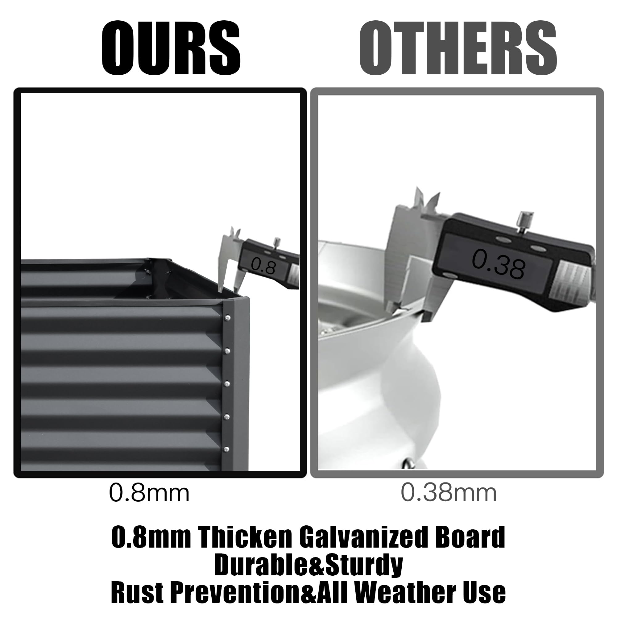 8x4x1.5 ft Galvanized Raised Garden Bed, Outdoor Planter Garden Boxes Large Metal Planter Box for Gardening Vegetables Fruits Flowers, Silver/Green/Gray