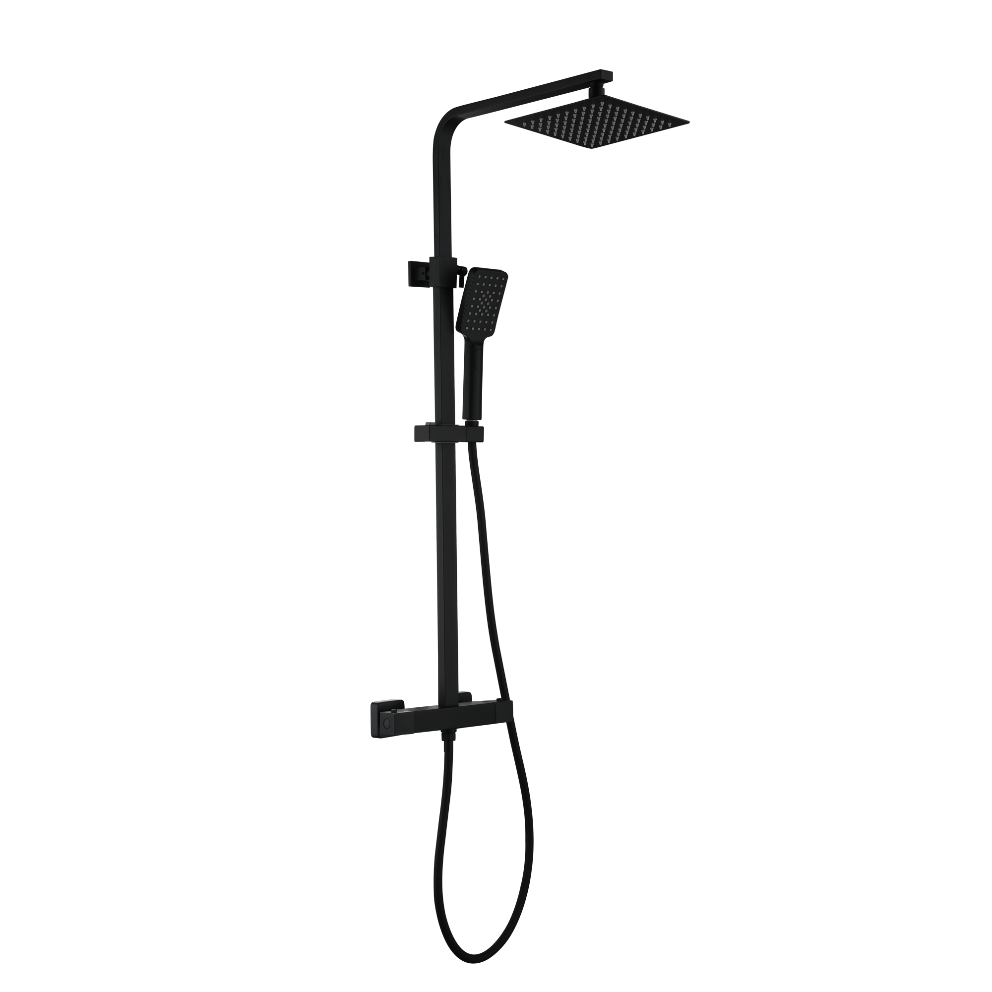 Mondawe Stainless Steel Thermostatic Shower Bar System in Black/Chrome(Square)-Mondawe