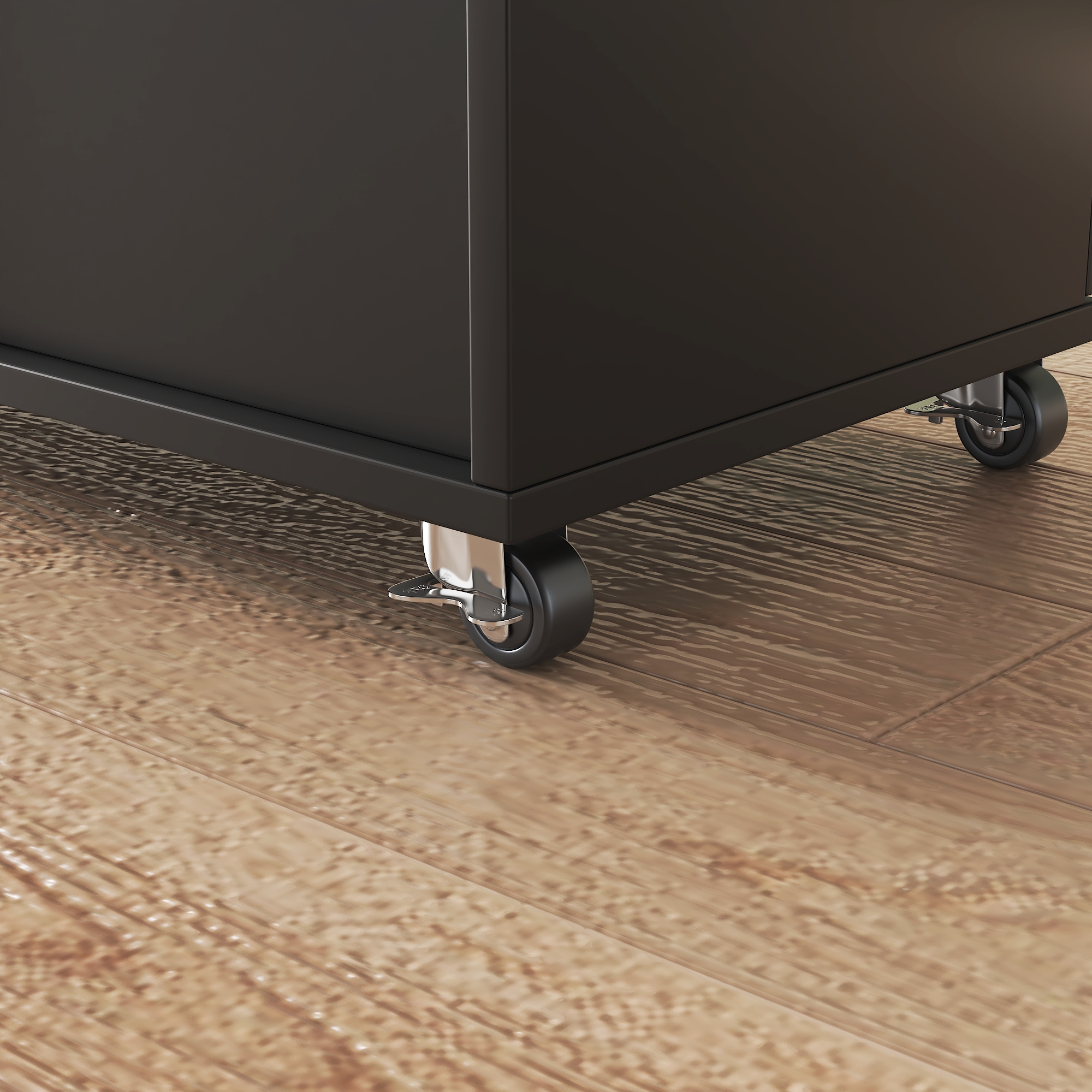 45.4" Farmhouse Black Rolling Kitchen Cart on Wheels with Storage Cabinet, Mobile Kitchen Island cart with Drop Leaf Top, Spice Rack, Towel Bar, Adjustable Shelf, Drawers and Hooks 