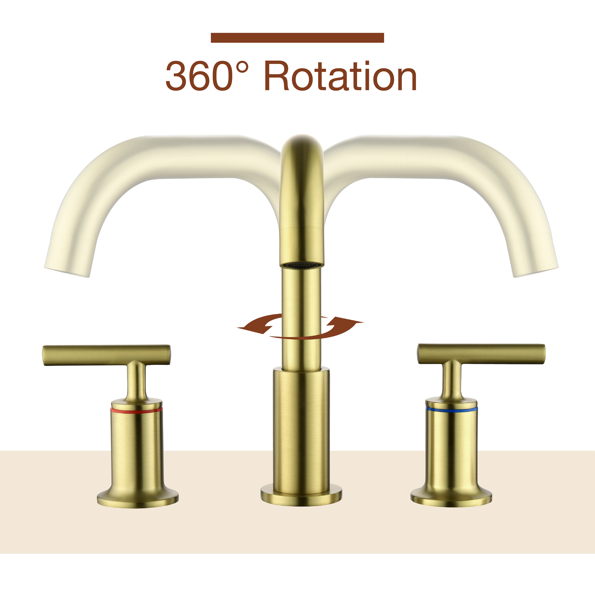 Mondawe 8-in Brass 3 Hole Widespread Double Handle Bathroom Sink Faucet in Black/Gold/Nickel-Mondawe