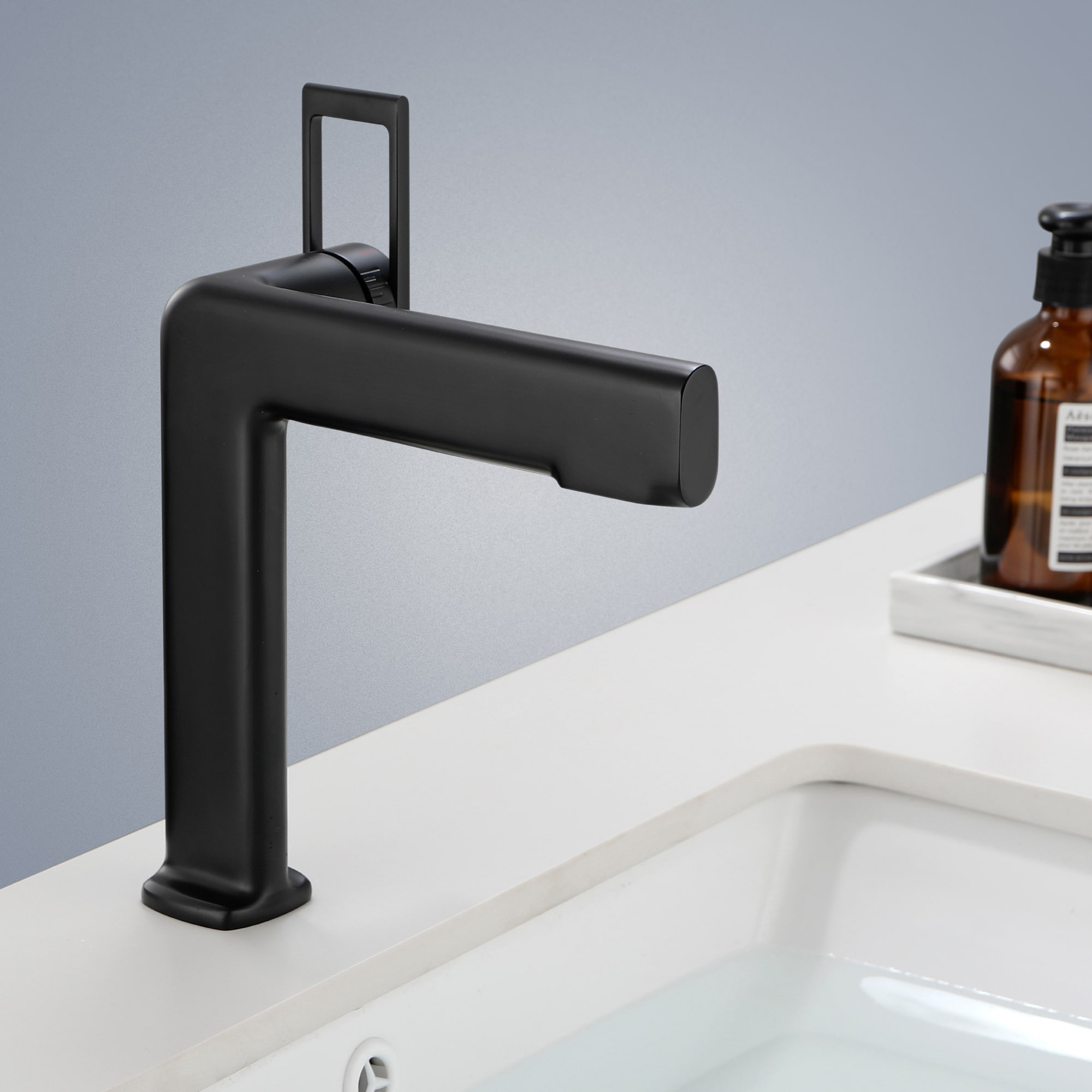 Mondawe Modern Design Single Hole Bathroom Faucet(Black/Gray/Gold)-Mondawe