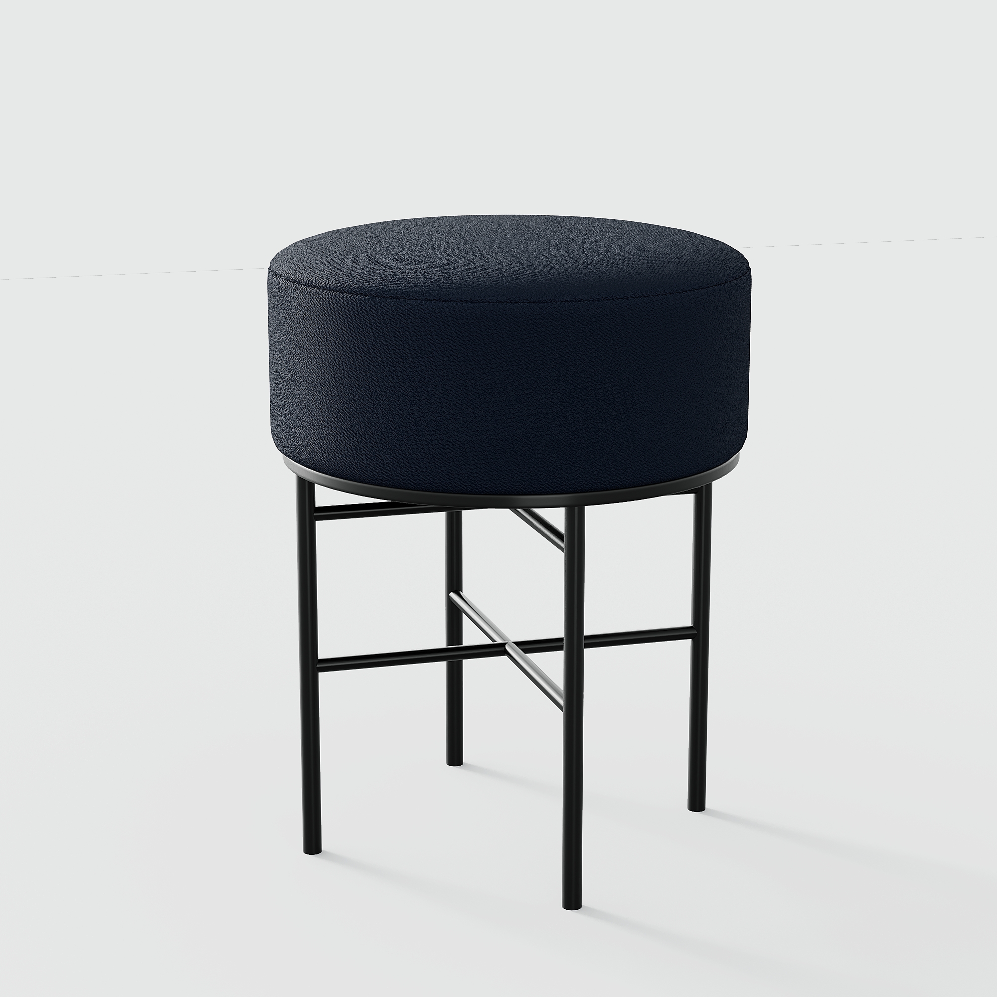 2 pcs Round Cushioned Vanity Stool, Linen Upholstered Vanity Stool for Makeup Room, Modern Soft Stool for Bar and Dining, Ottoman Footrest Stool with Metal Legs for Living Room, Bedroom(Matcha Green/Black) 