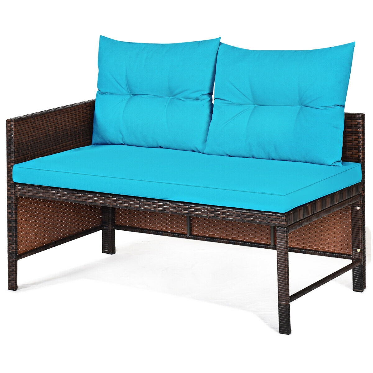 Mondawe 3 Piece Patio Wicker Rattan Sofa Set-Turquoise-Mondawe