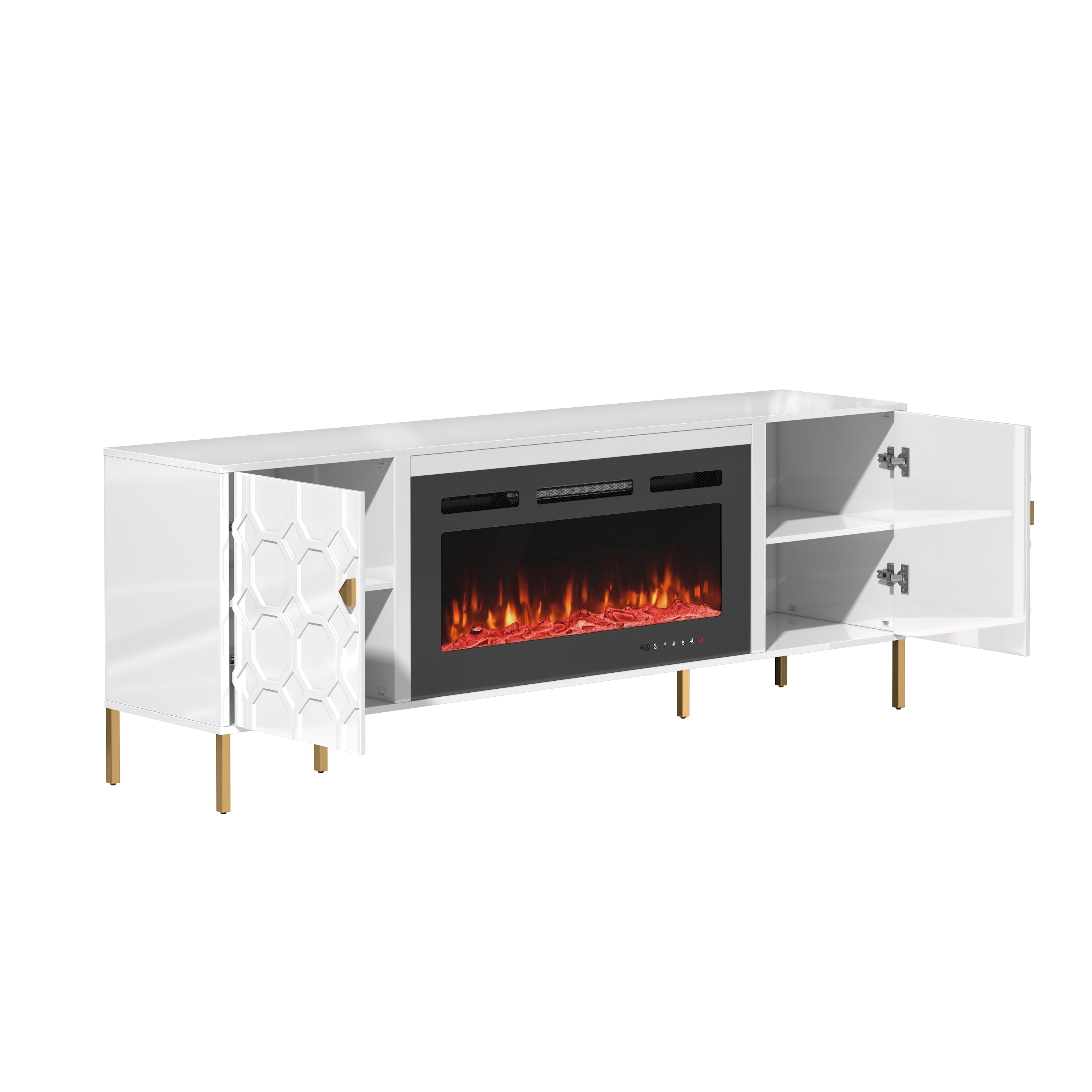 70.08'' Wide Storage Cabinet with Electric Fireplace