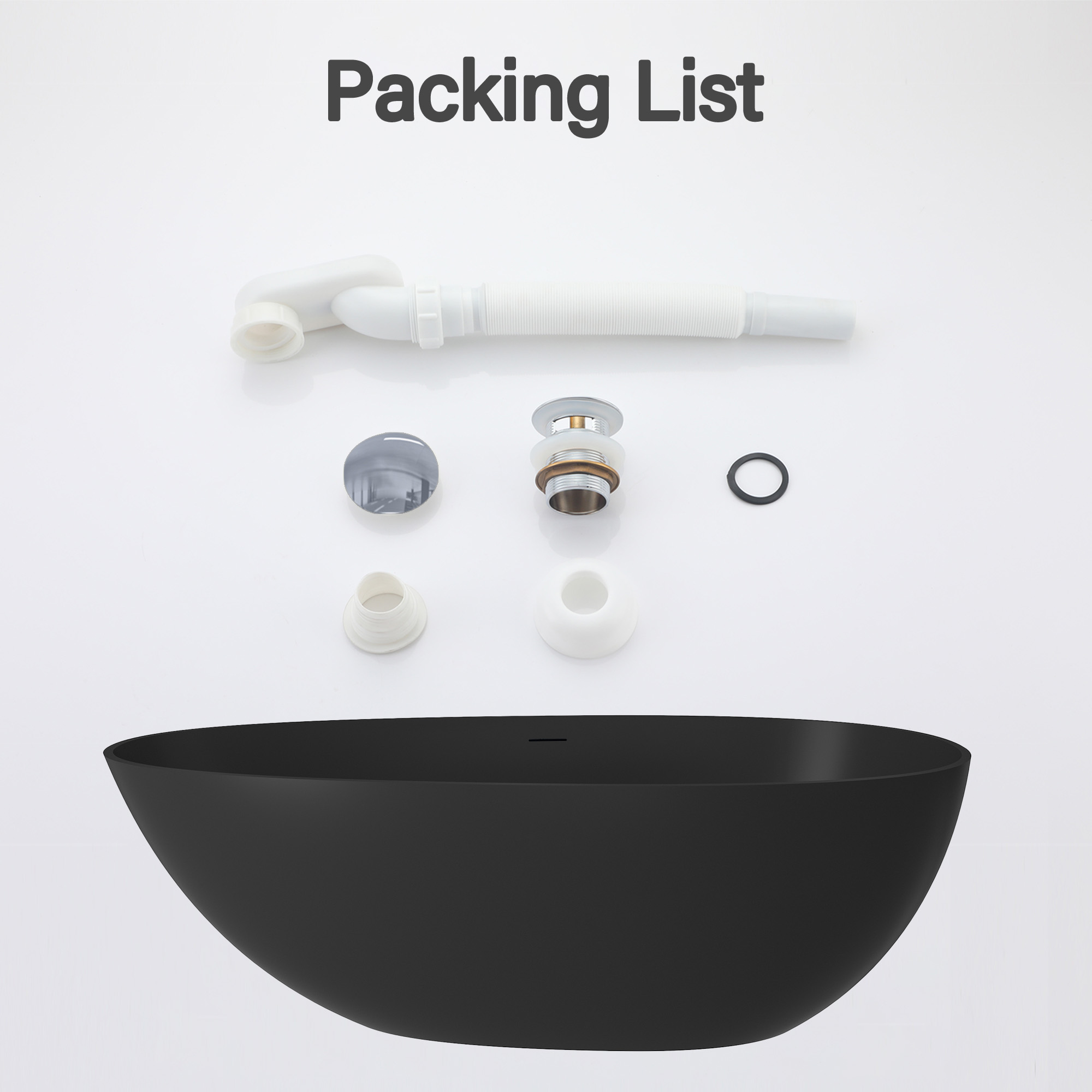 Luxury 67" Solid Surface Freestanding Soaking Bathtub with Drain