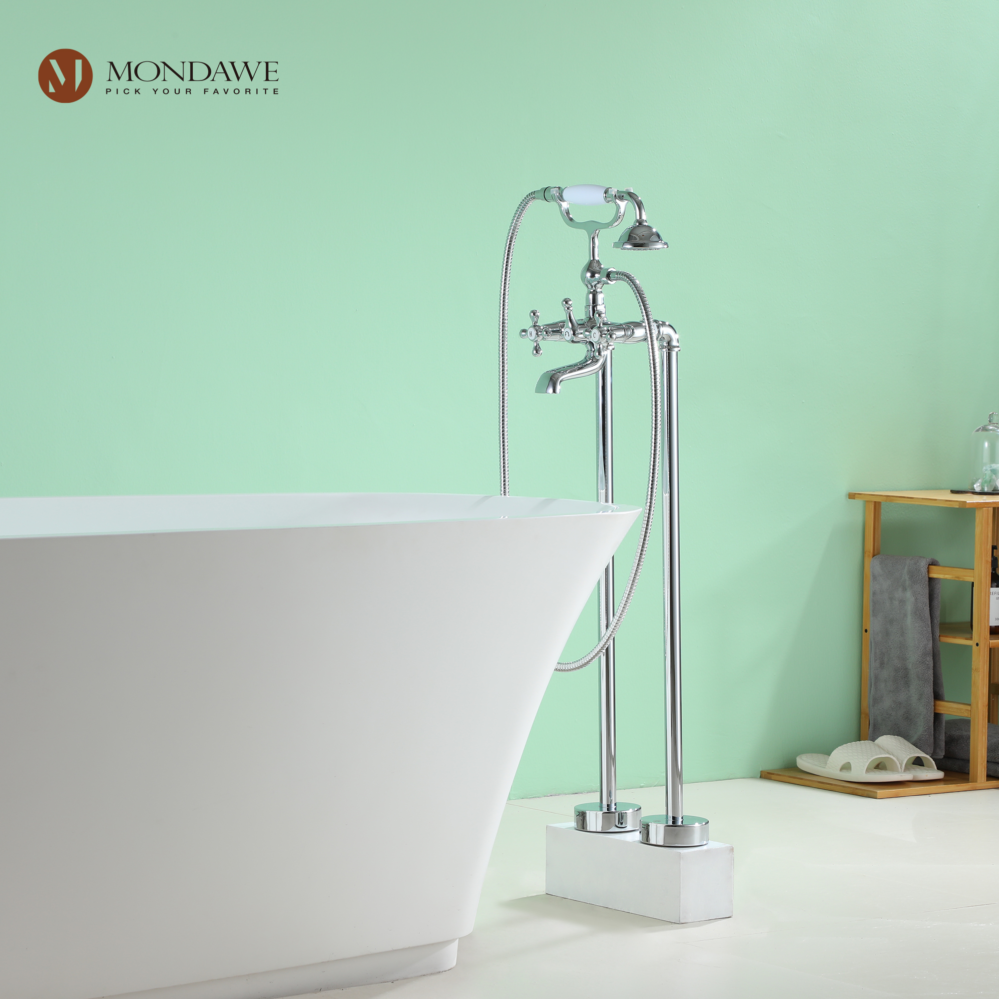 Mondawe 3-Handle Traditional Freestanding Bathtub Faucet（Chrome�?Mondawe