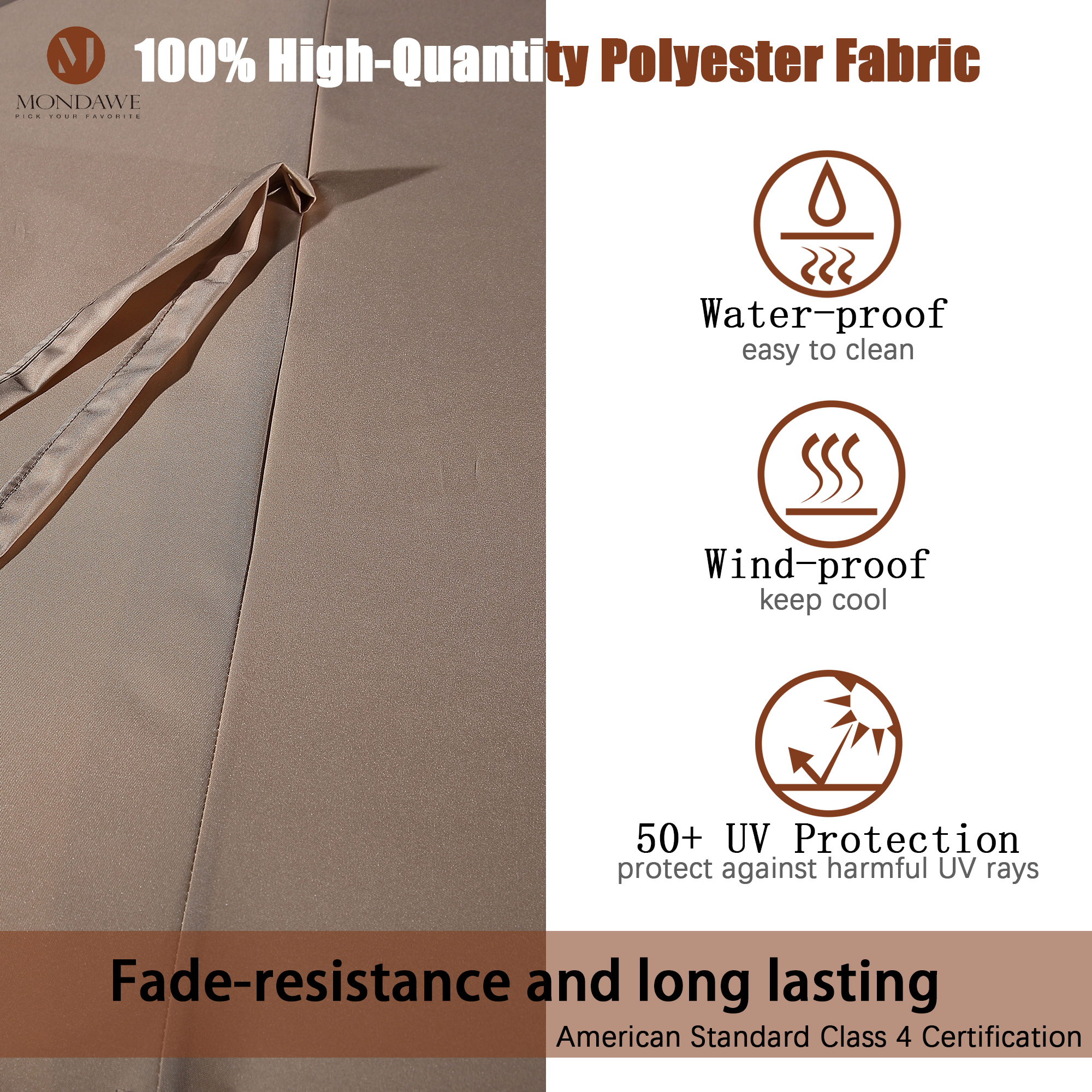 Mondawe 15ft Rectangular Patio Market Umbrella with Base-Mondawe