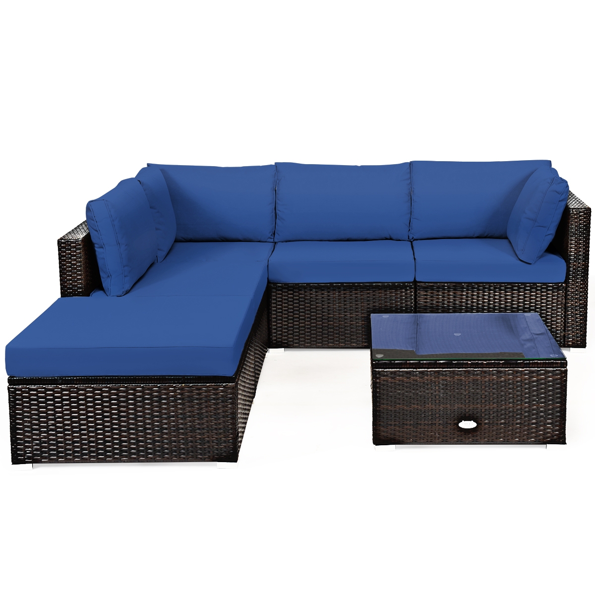 Mondawe 6 Pieces Outdoor Patio Rattan Furniture Set Sofa Ottoman-Mondawe