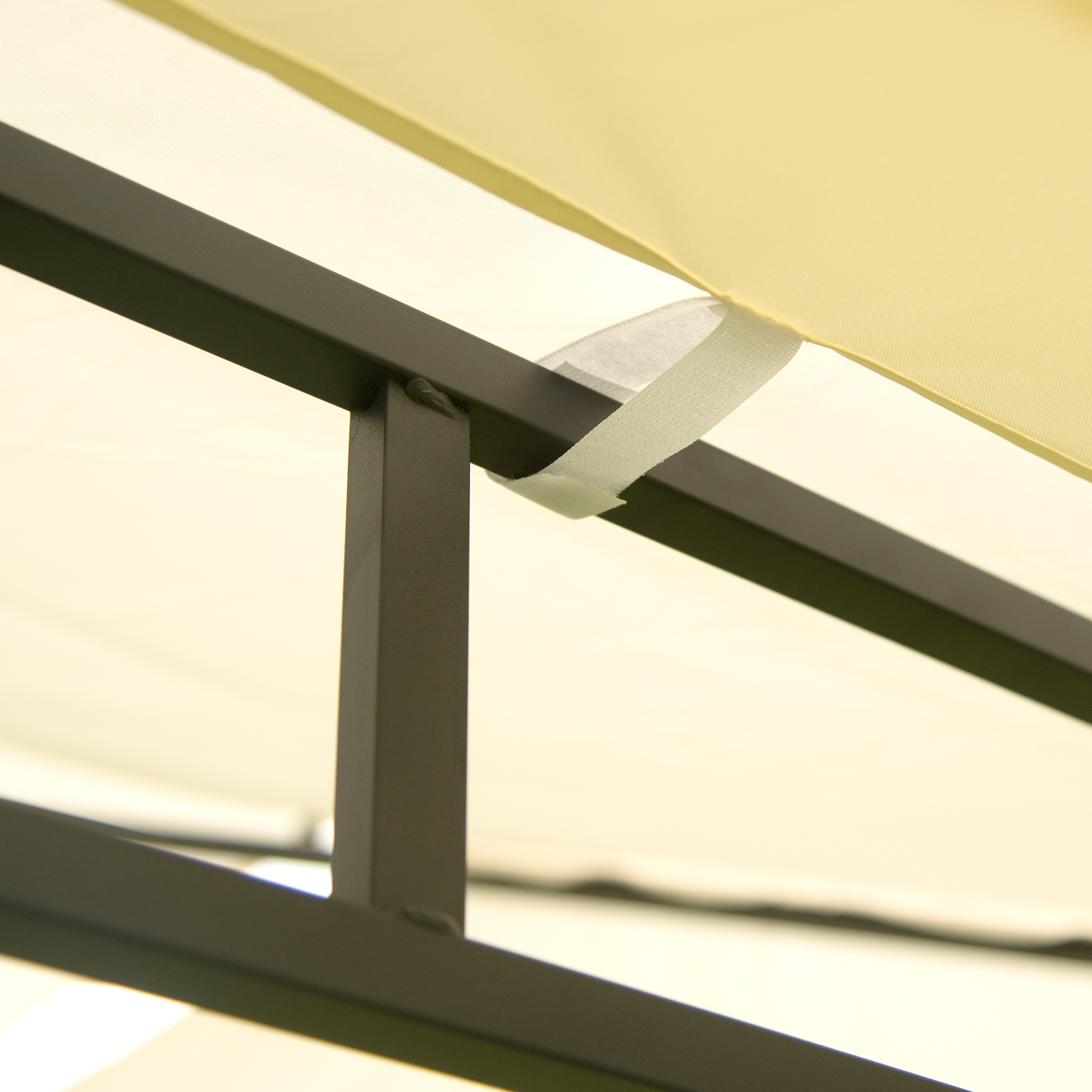 Mondawe 12Ft.Lx4.3Ft.W Iron Double Tiered Backyard Patio BBQ Grill Gazebo with Bar Counters Beige-Mondawe