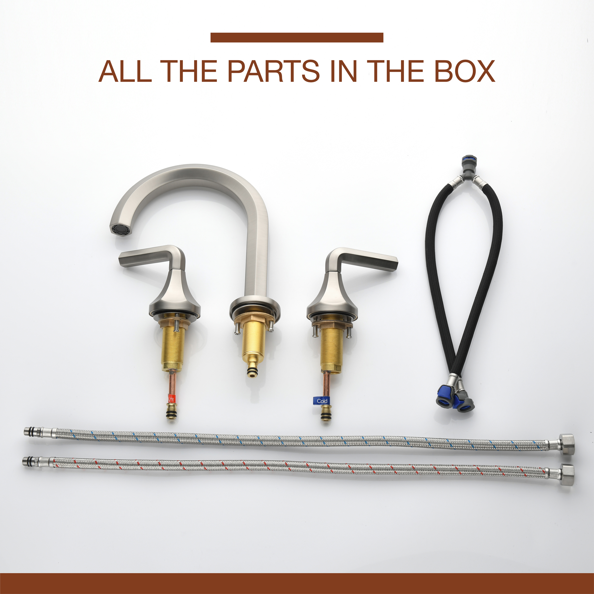 Hexagon 8 In Widespread Double-Handle Brass 3-Hole Widespread Bathroom Sink Faucet Bath Faucets-Mondawe