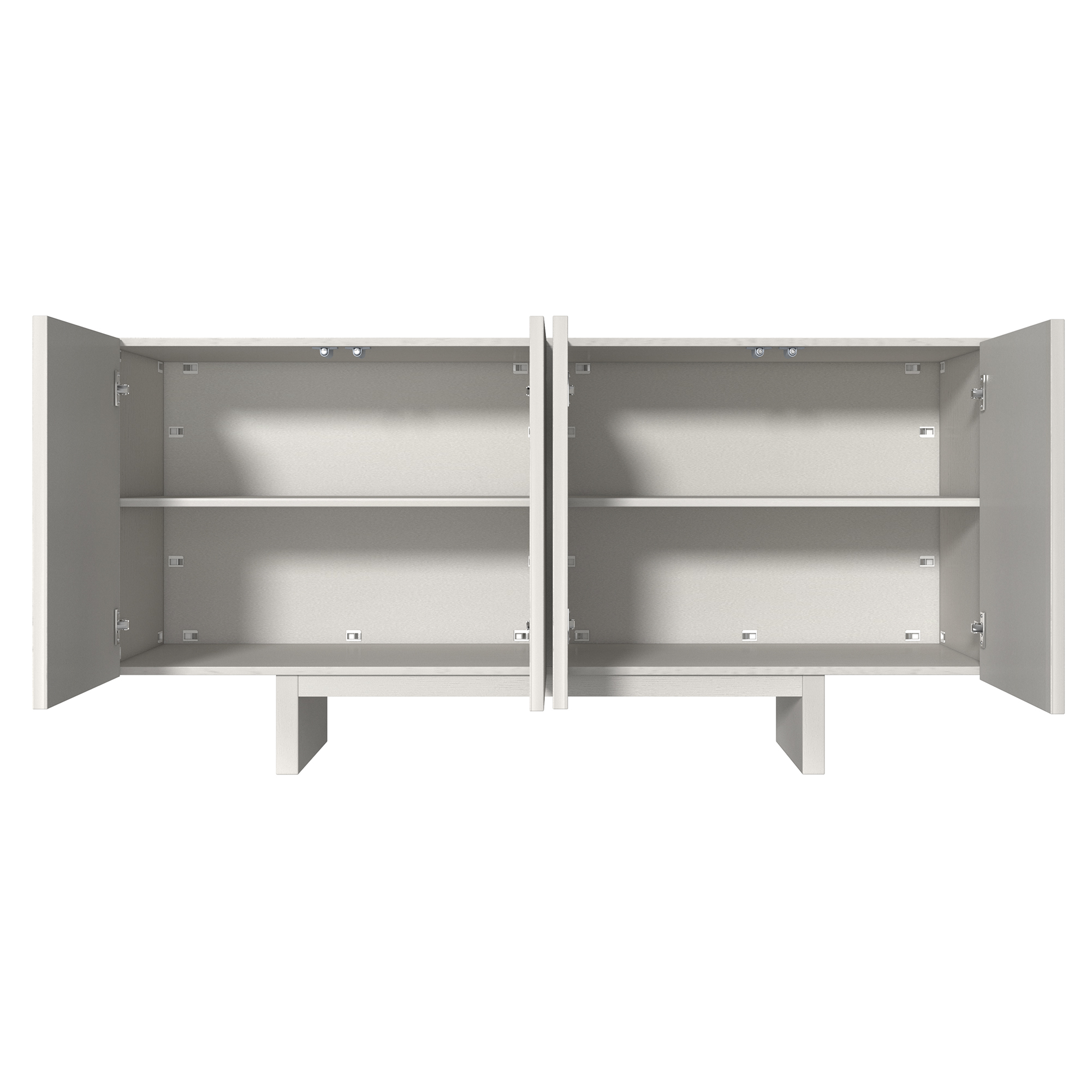 White/Brown MDF 4-Door 63 in. Wood Grain Buffet Sideboard For Living Room, Foyer and Kitchen-Dining Room