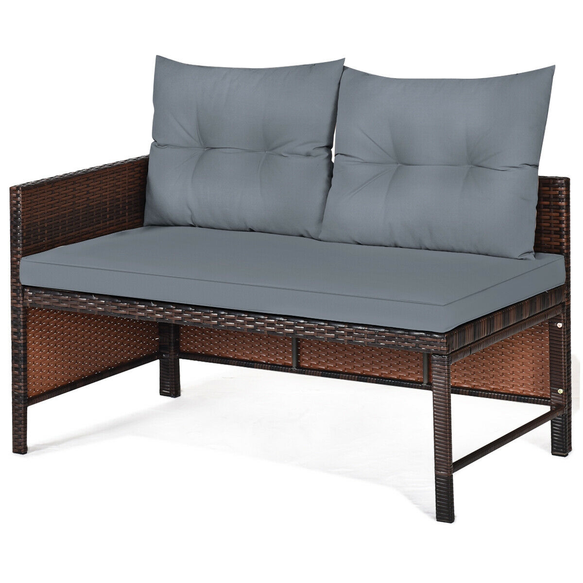 Mondawe 3 Piece Patio Wicker Rattan Sofa Set-Gray-Mondawe
