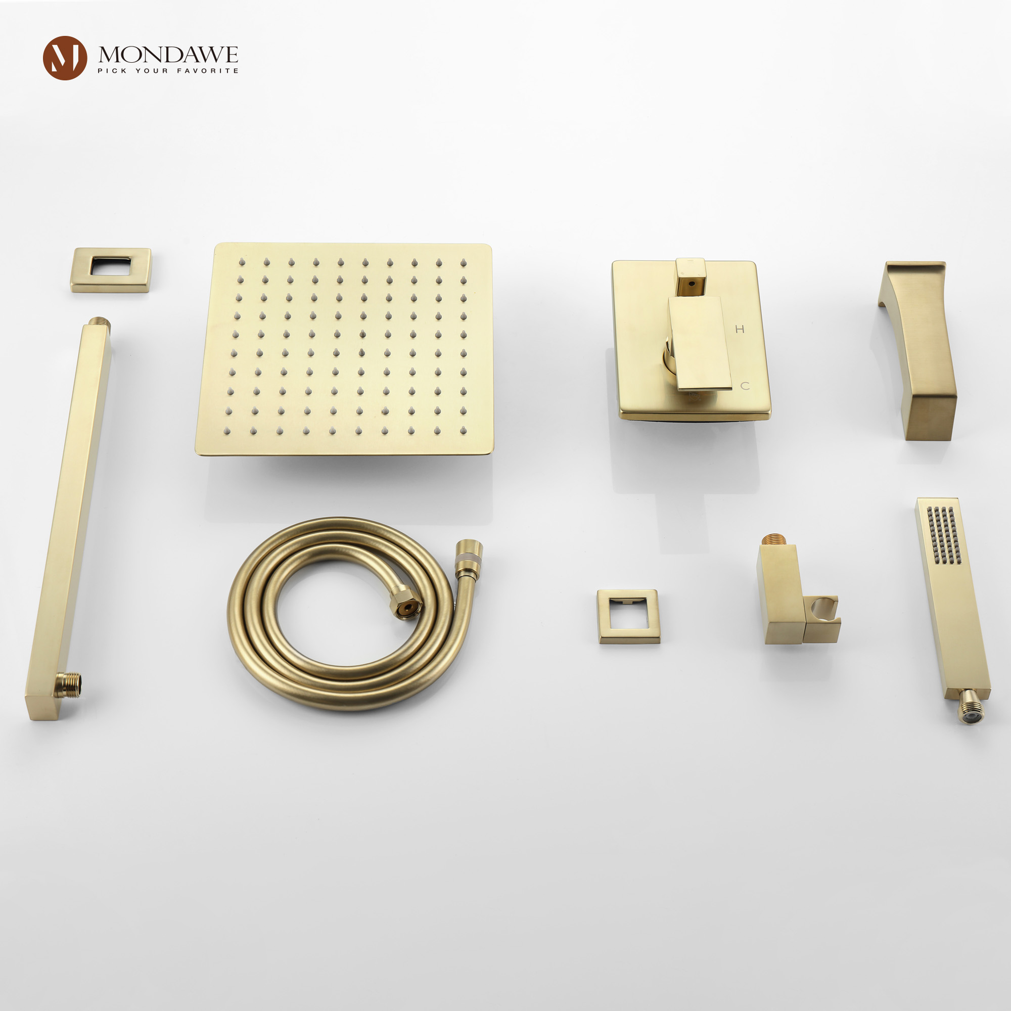 Mondawe Three function Pressure Balance Shower Set with 10 in Shower Head(5 color, Valve Included)-Mondawe