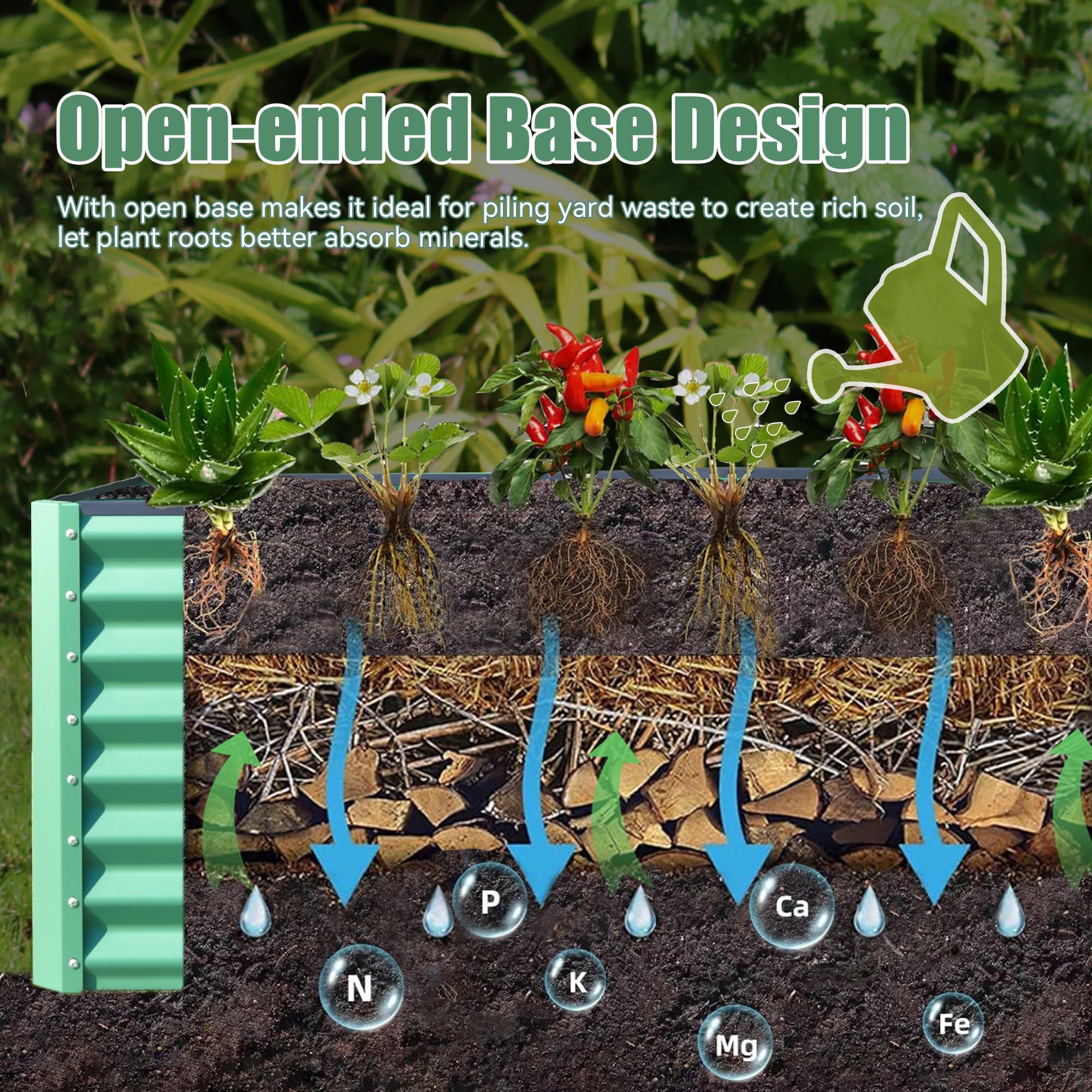 6x3x2ft Galvanized Raised Garden Bed, Outdoor Planter Garden Boxes Large Metal Planter Box for Gardening Vegetables Fruits Flowers, Silver/Green/Gray