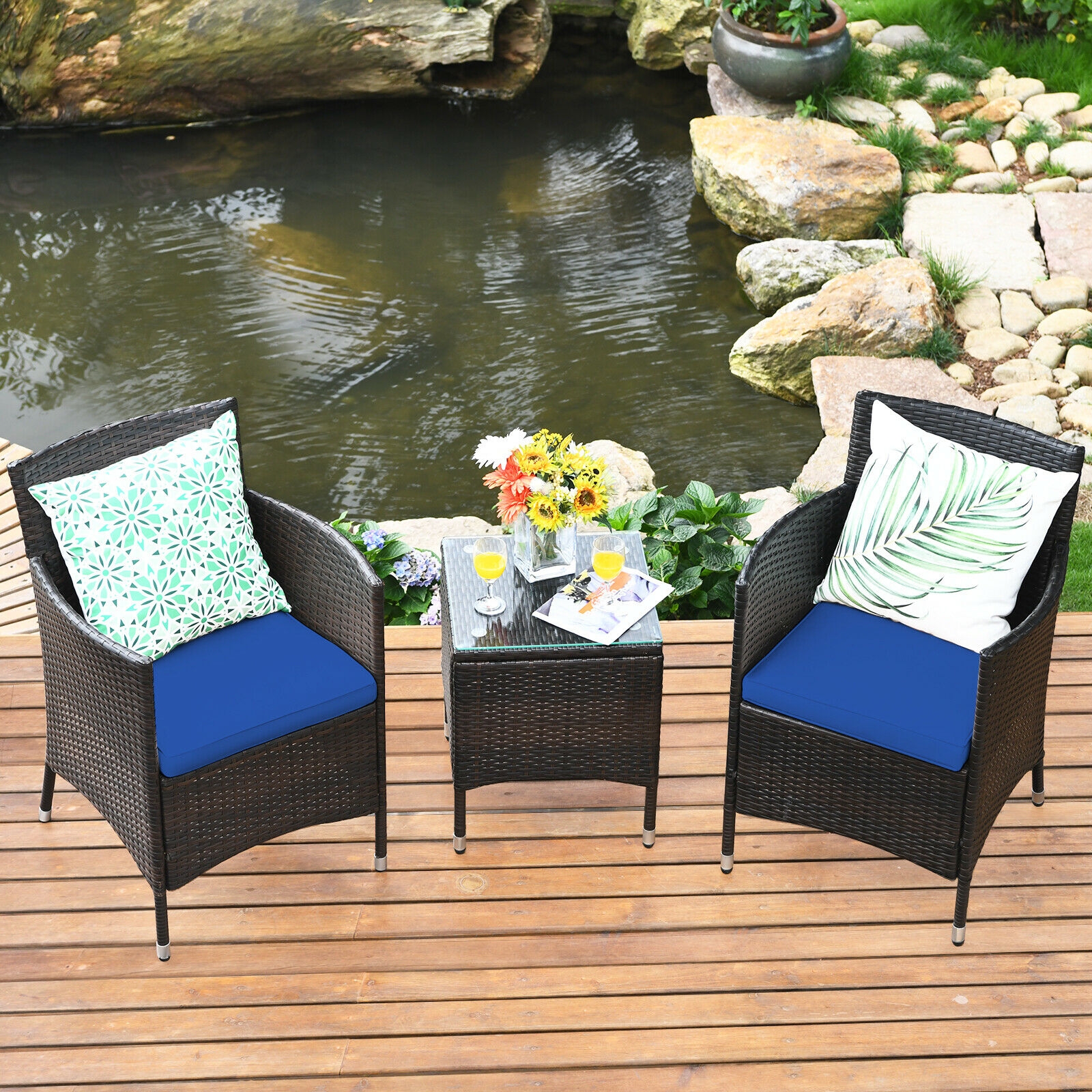 Mondawe 3 Pcs Outdoor Rattan Wicker Furniture Set-Mondawe