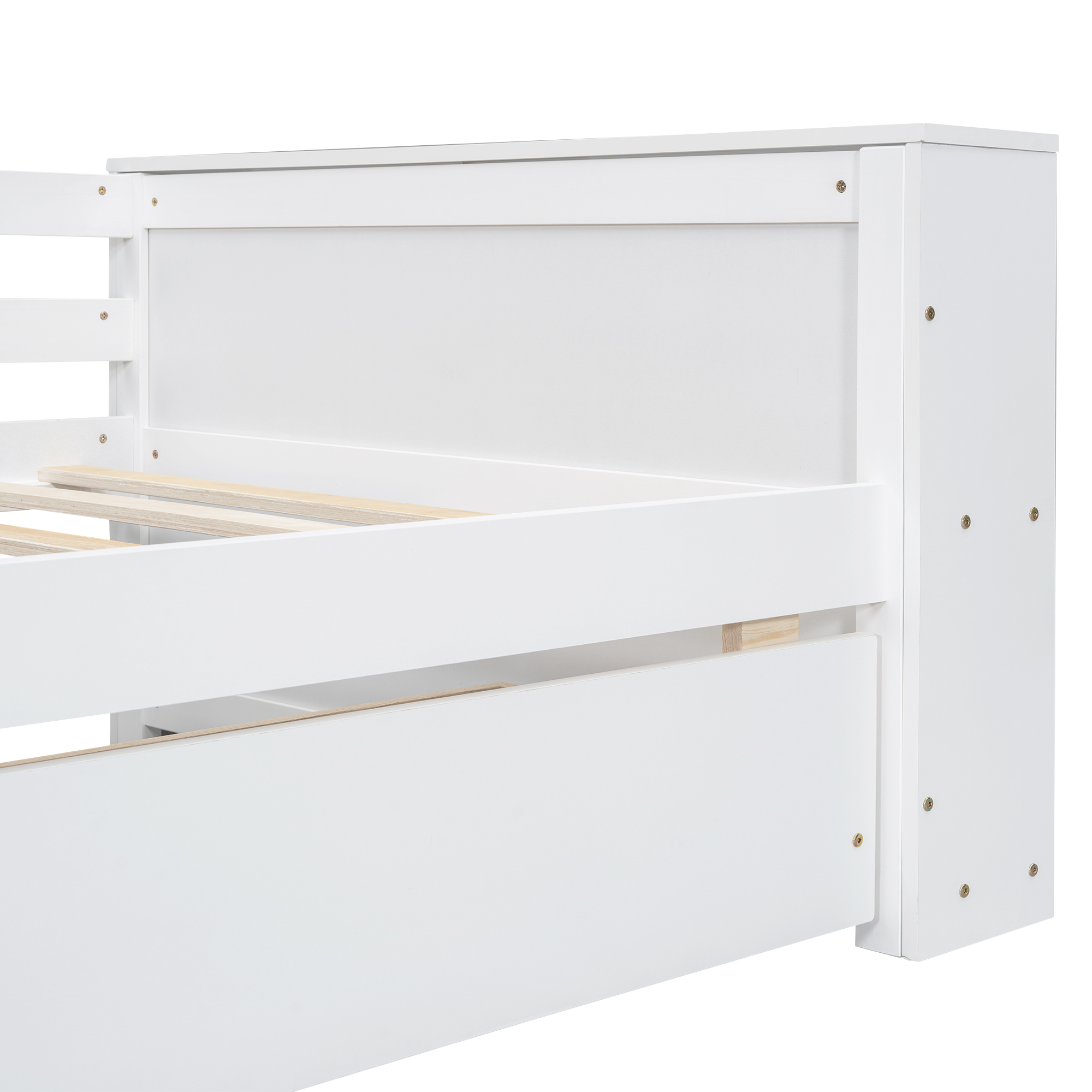 Twin Size Daybed with Shelves and Drawers, Gray/White