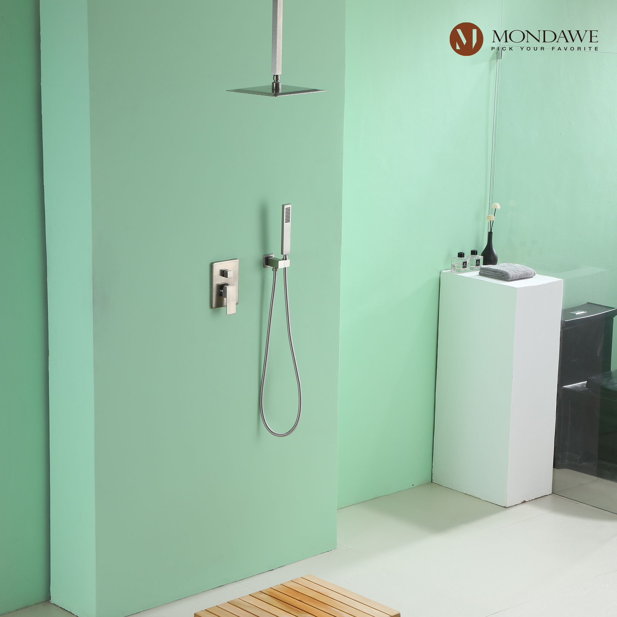 Mondawe 10 Inch Square Bathroom Shower Set(black, chrome, gold, nickel,  gun black)-Mondawe