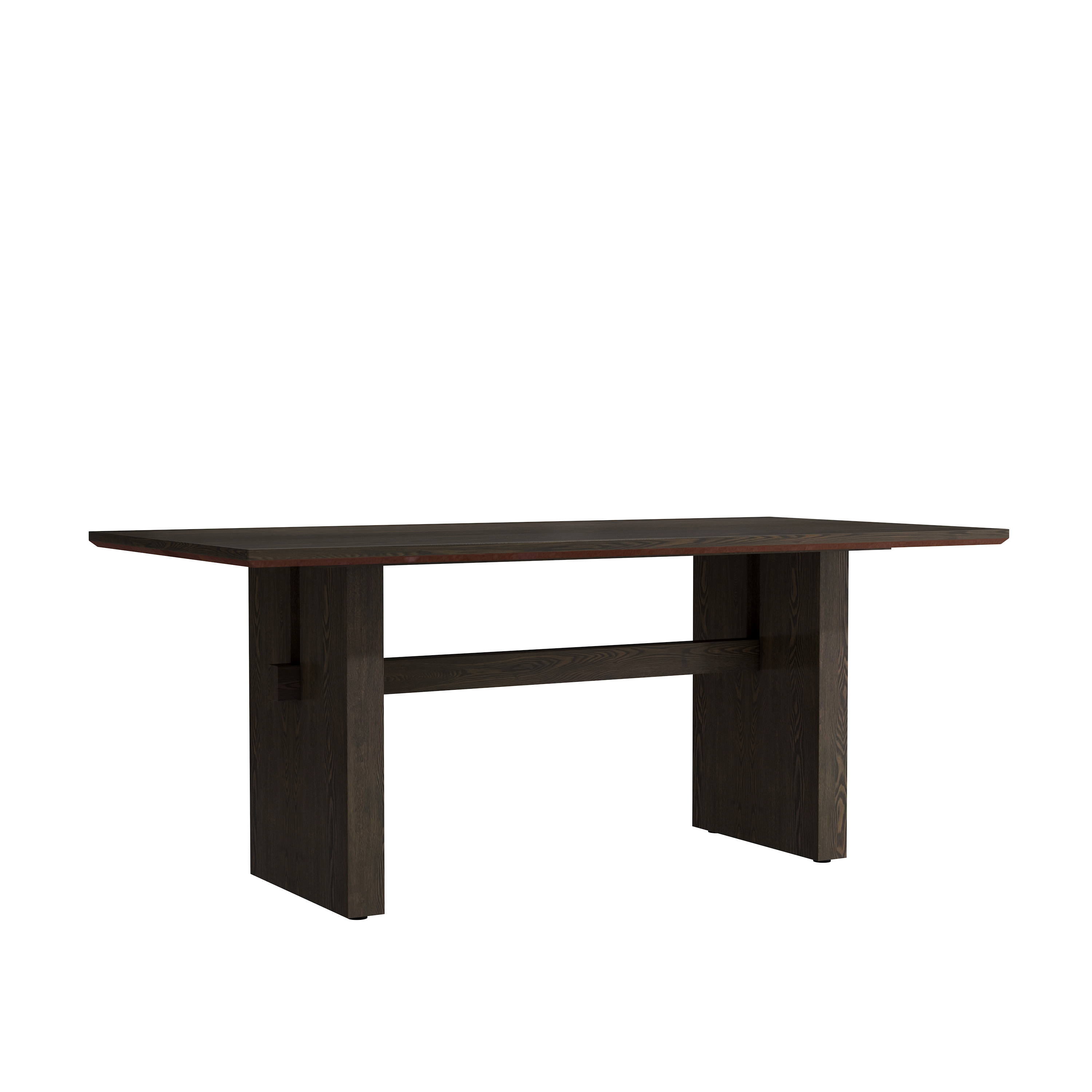 70.86 in. W Black Wood Double Pedestal Dining Table Seats 6