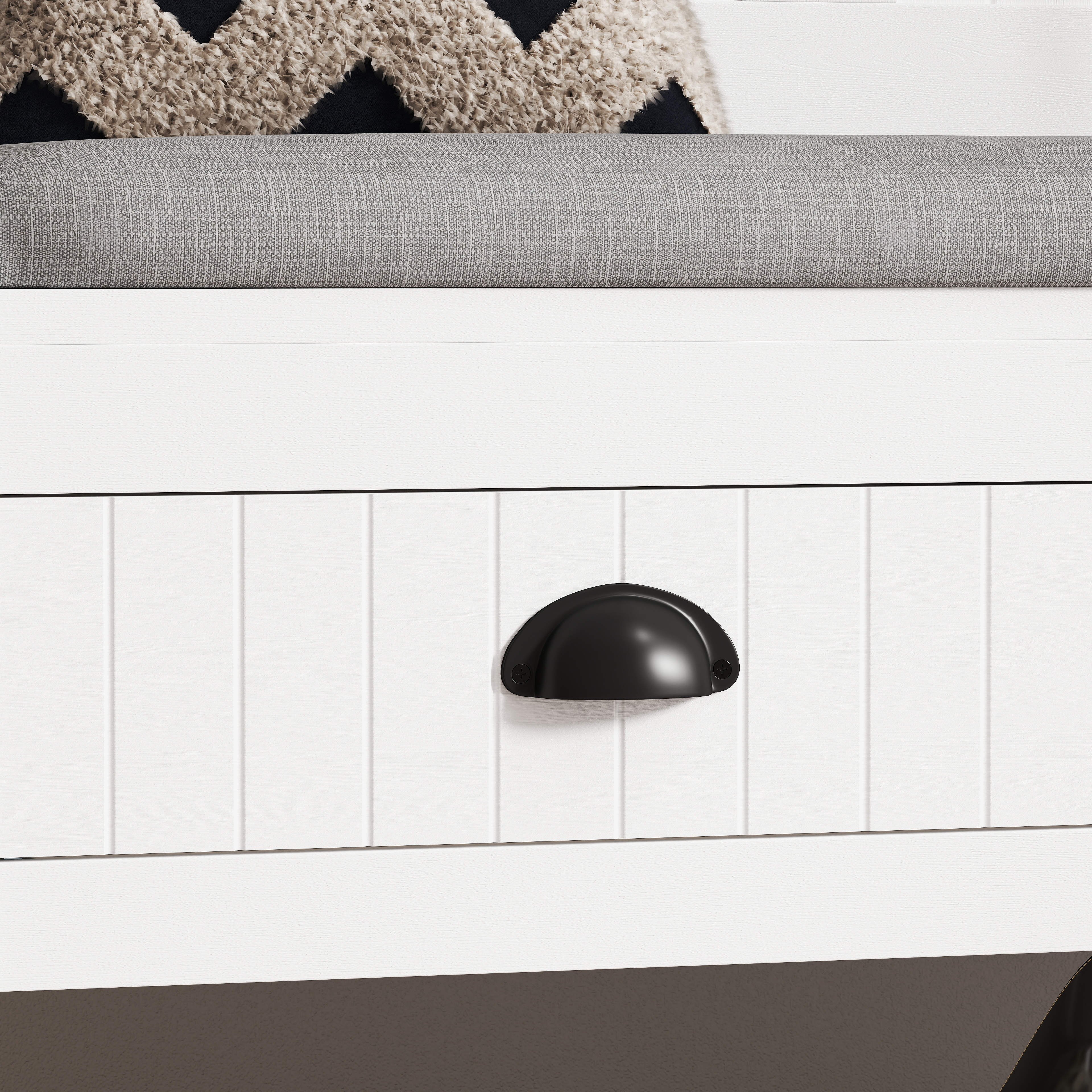 3-in-1 Hallway Hall Tree with 2 Storage Drawer and 4 Coat Rack, Wooden Entryway Shoe Rack Bench with Padded Seat Cushion, Mudroom Bench with Top Storage Shelf 