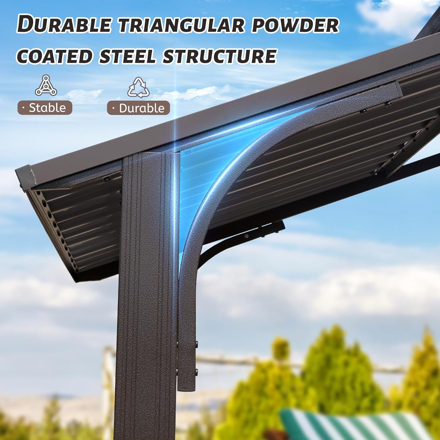 Hardtop Grill Gazebo, Outdoor BBQ Gazebo with 2 Side Shelves and Sloping Galvanized Steel Roof, Metal Permanent Grill Canopy with Ceiling Hooks for Patio, Lawn, Backyard, Deck