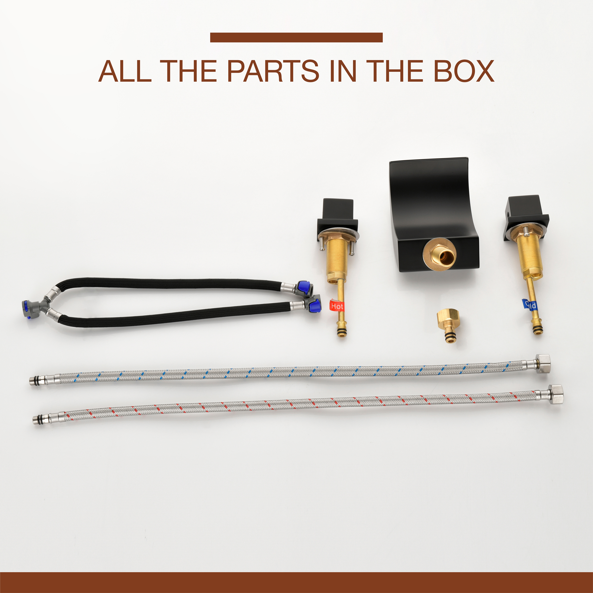 Mondawe Double Handle 8-Inch Center Wide-Spread Bathroom Faucet in Nickel/Gold/Black-Mondawe