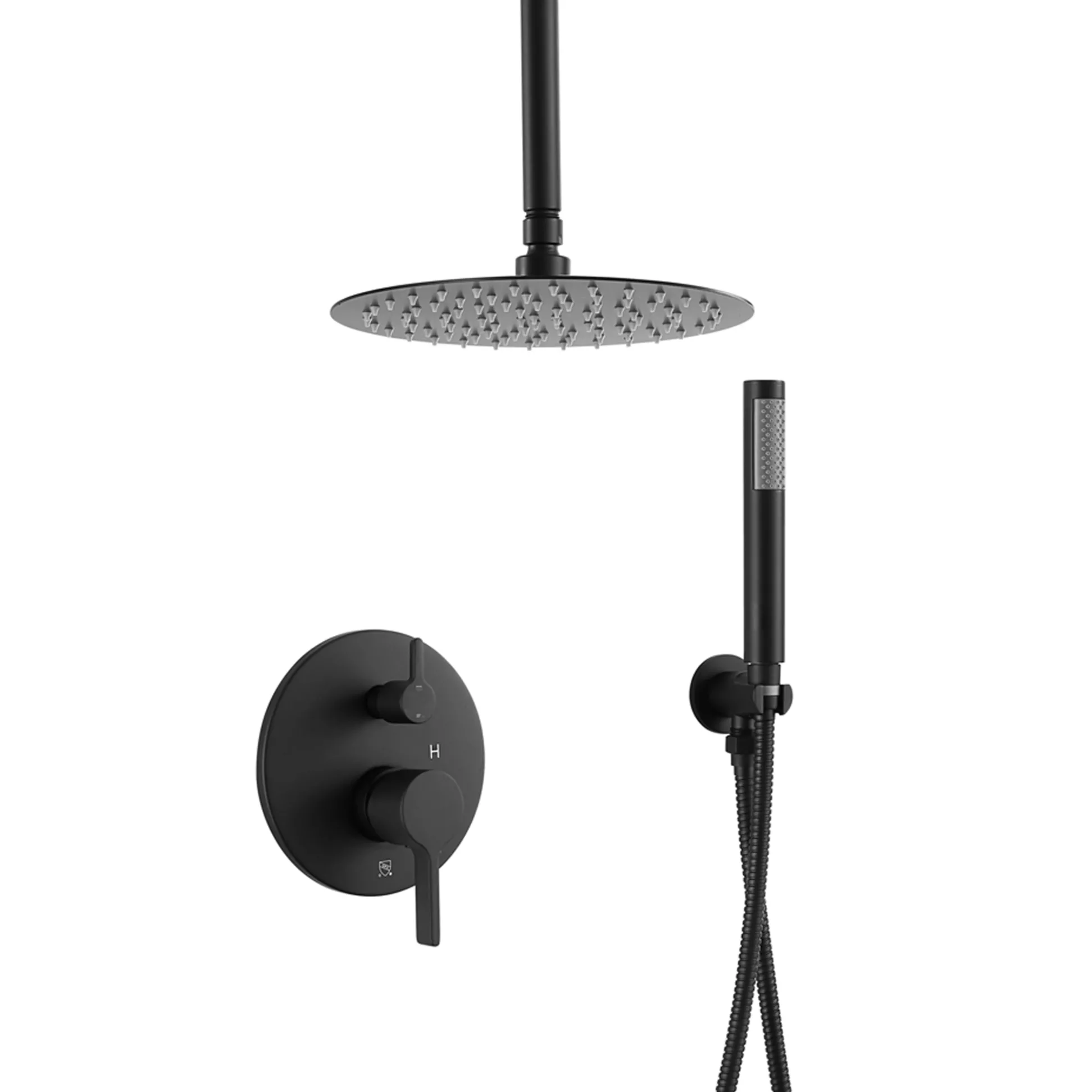Mondawe 10 Inch Round Bathroom Shower Set in Nickel/Chrome/Black/Gold/Gun Black-Mondawe