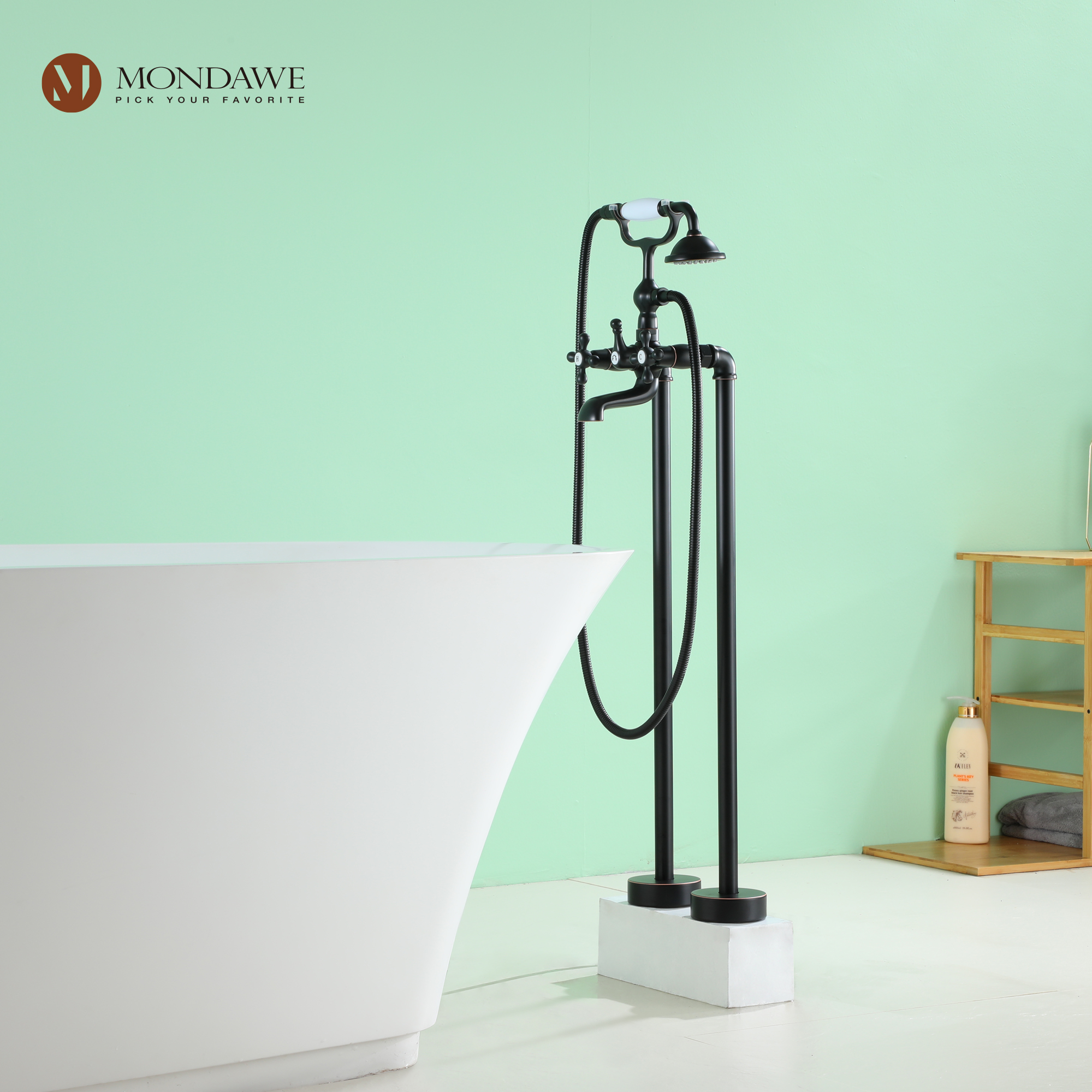 Mondawe 3-Handle Traditional Freestanding Bathtub Faucet(Oil Rubbed Bronze)-Mondawe