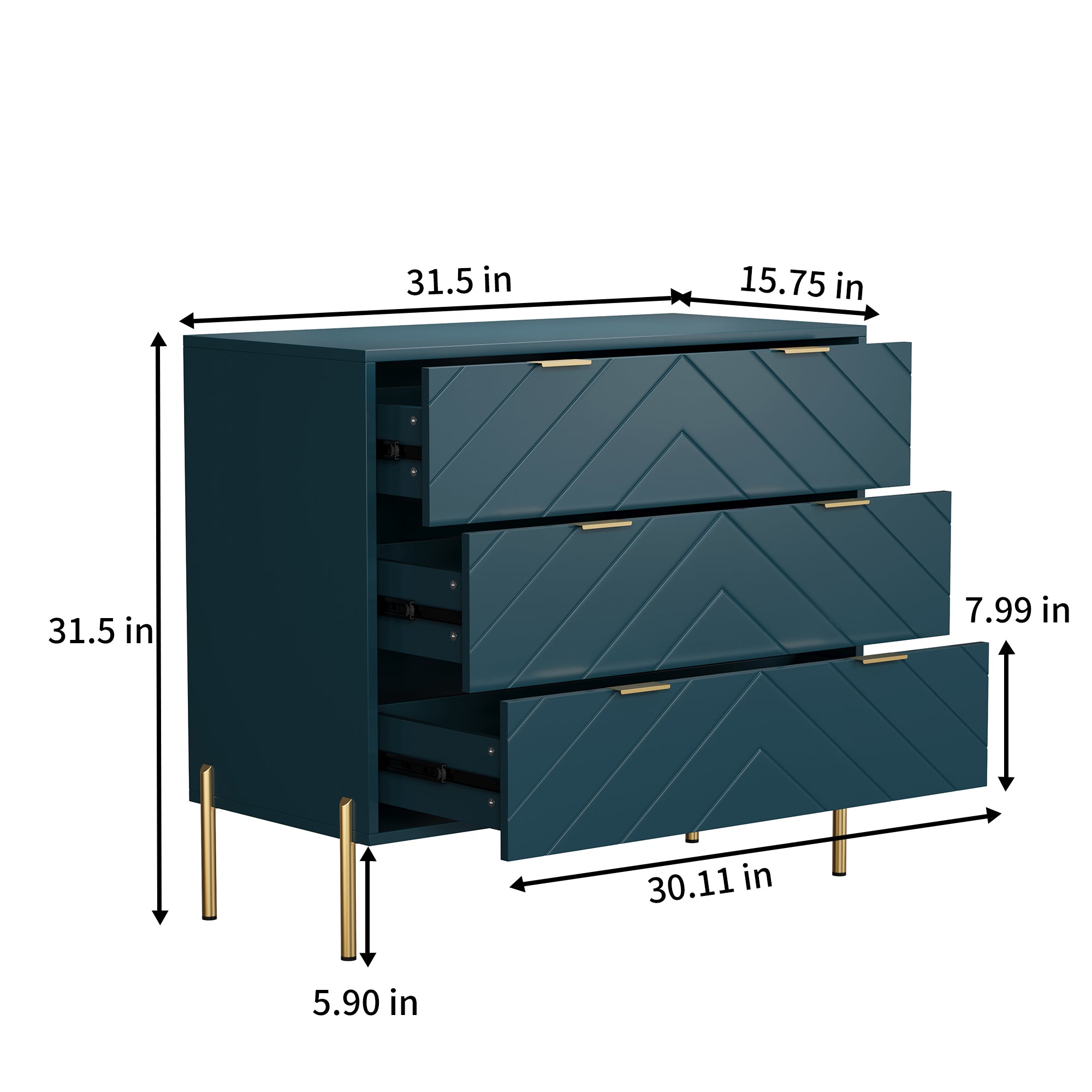 3-Drawer Storage Chest Dresser for Bedroom White/Black/Blue/White，Suitable for corridors and living rooms