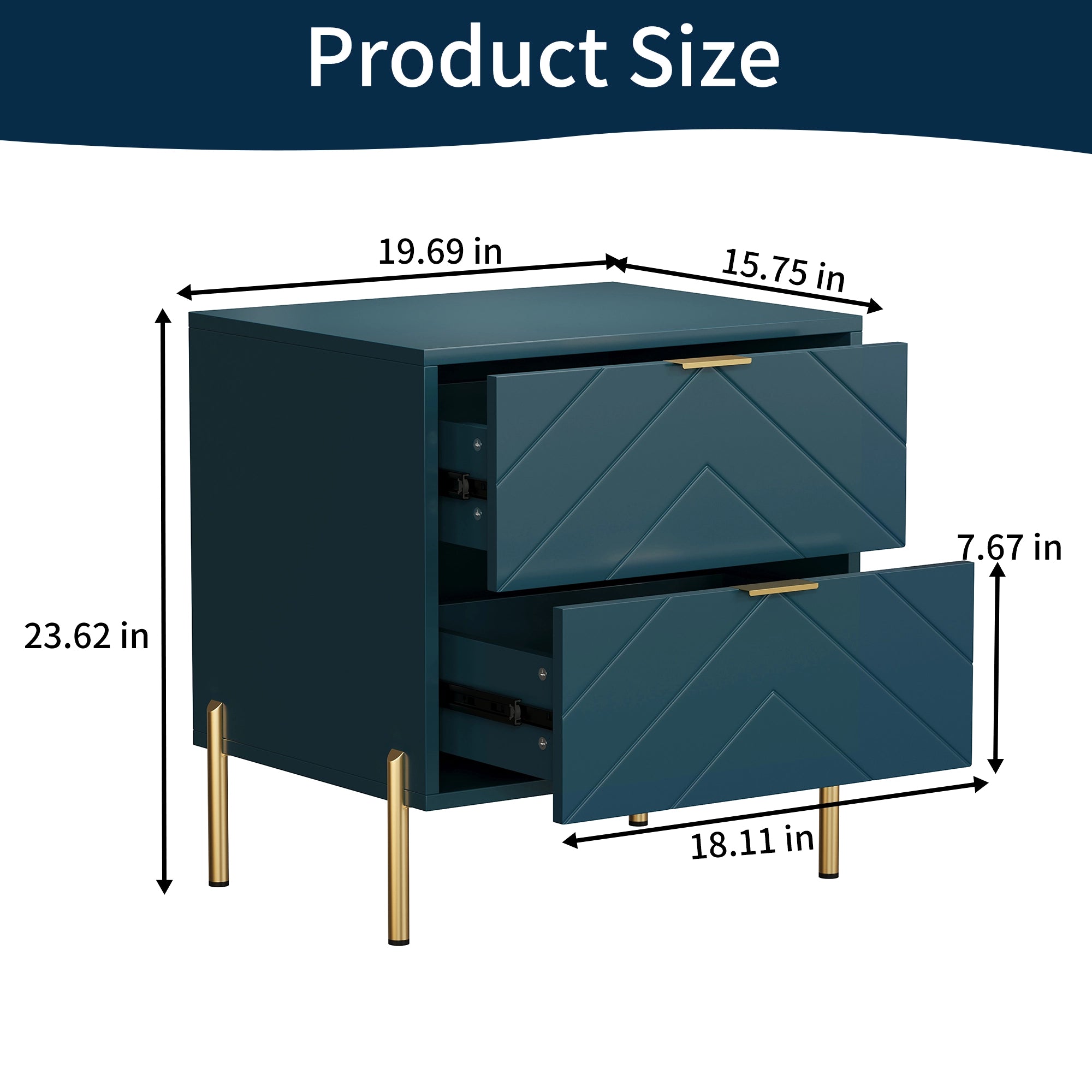 Modern 2-Drawer Storage Nightstand White/Black/Blue/White