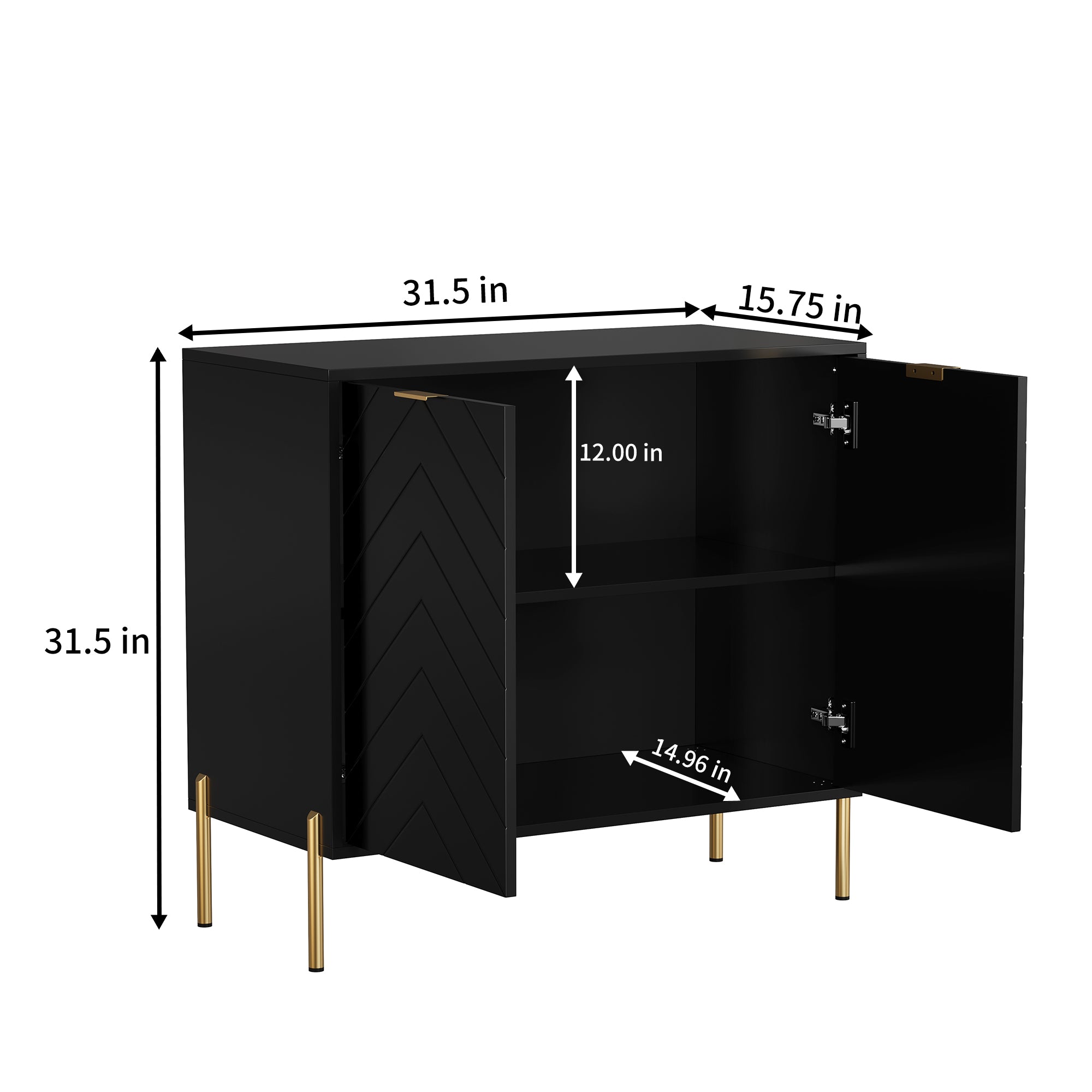 Modern Accent Buffet Cabinet with Adjustable Shelves, Accent Cabinet with 2 Doors, Modern Sideboard Buffet Cabinet, Black Accent Cabinet for Kitchen, Living Room, Entryway and Bedroom