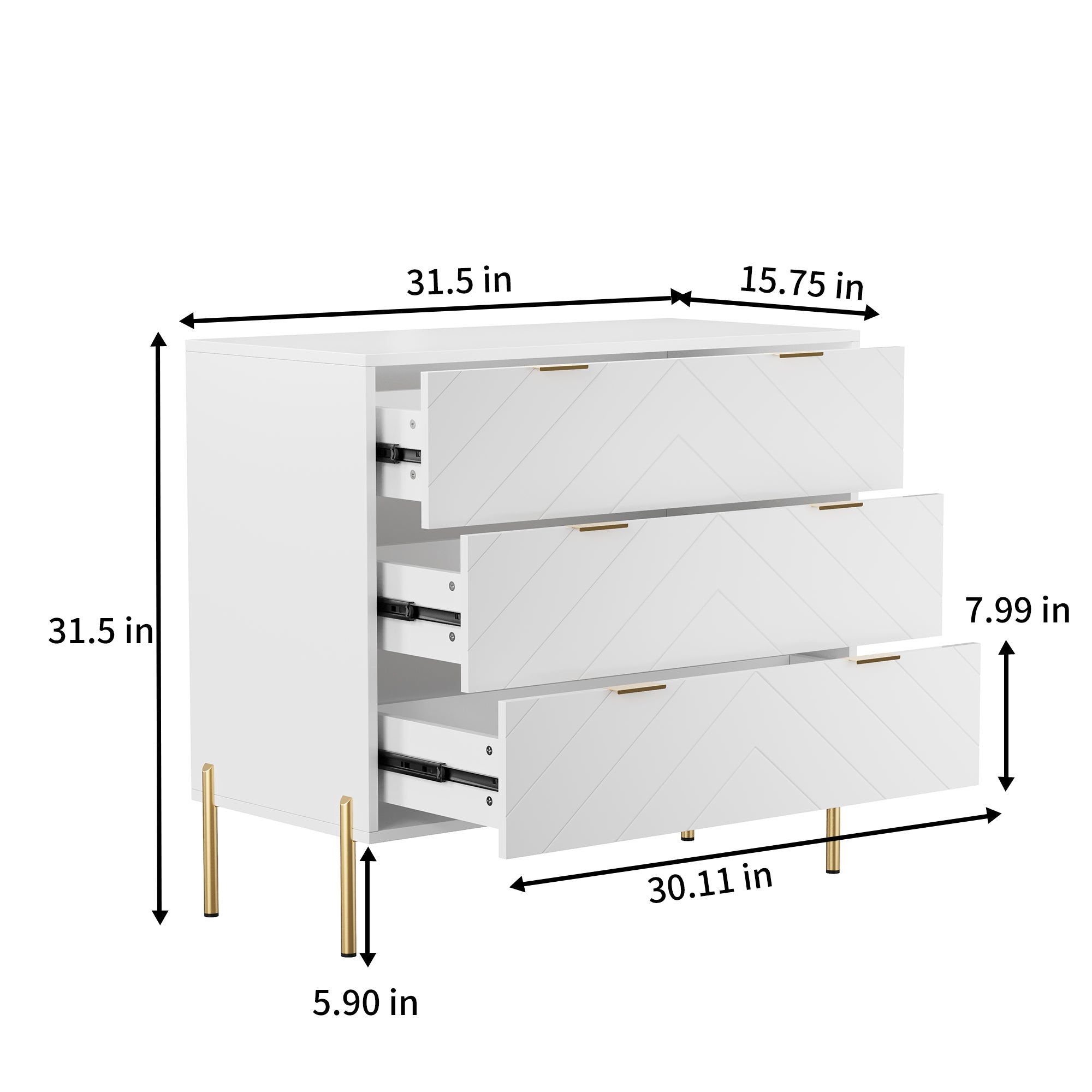 3-Drawer Storage Chest Dresser for Bedroom White/Black/Blue/White，Suitable for corridors and living rooms