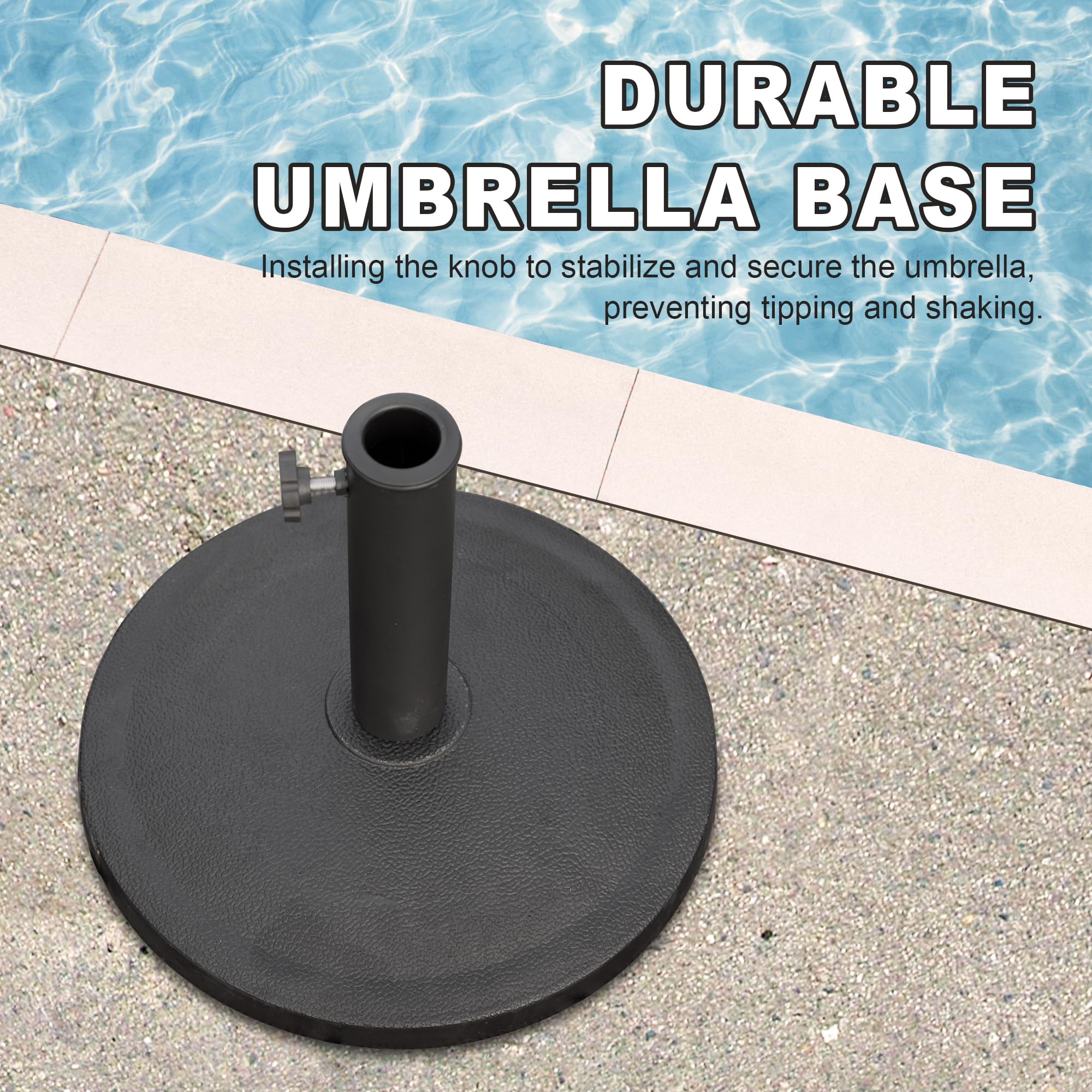Patio Umbrella Base, Umbrella Stand Base with Adjustable Knob, Patio Table Umbrella Base for Outdoor 1.5''~1.9'' Market Umbrella Heavy Duty Umbrella Holder, Black