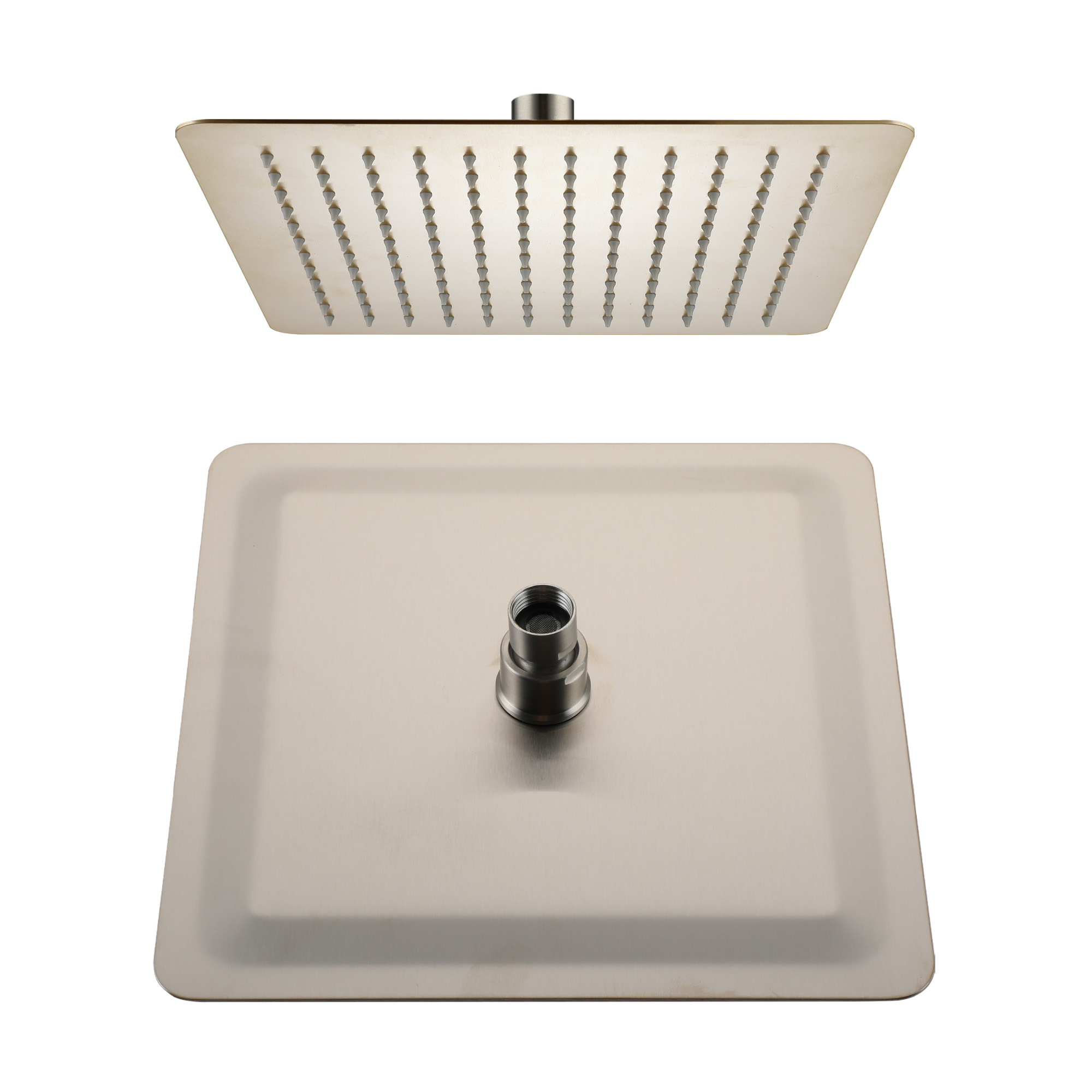 10"/12" Stainless Steel 360 Degree Adjustable 0.08" Ultra-thin Rectangle Shower Head In Matte Black/Brushed Nickel