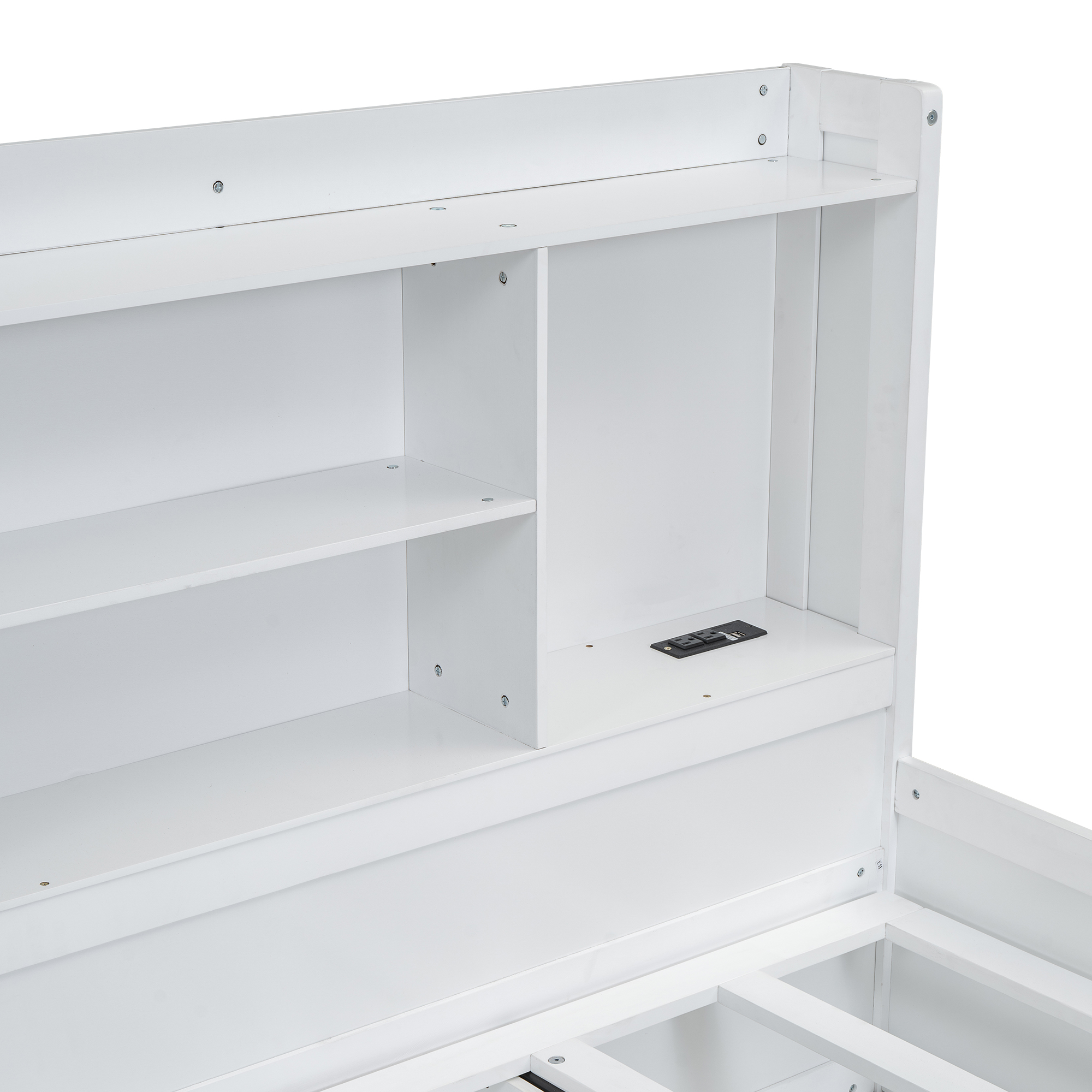 Twin Size Daybed Frame with Storage Bookcases and Underneath Storage, USB Charging Station, White/Gray 