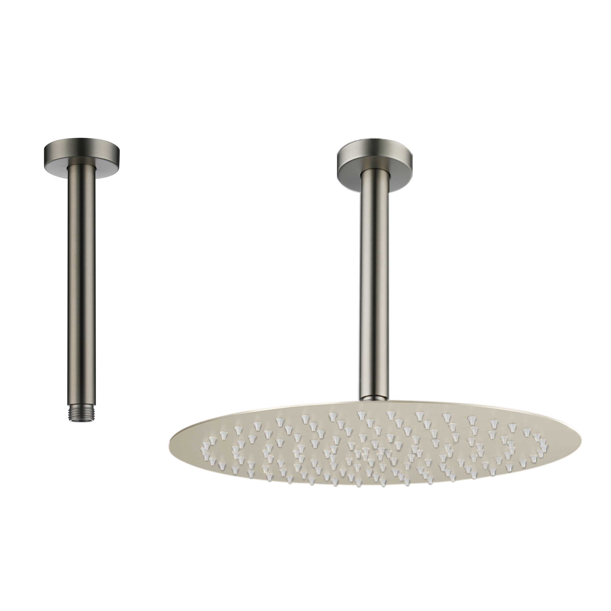 7.88" Stainless Steel Celling Mounted Round/Square Shower Arm with Flange for Rain Shower Head in Matte Black/ Brushed Nickel