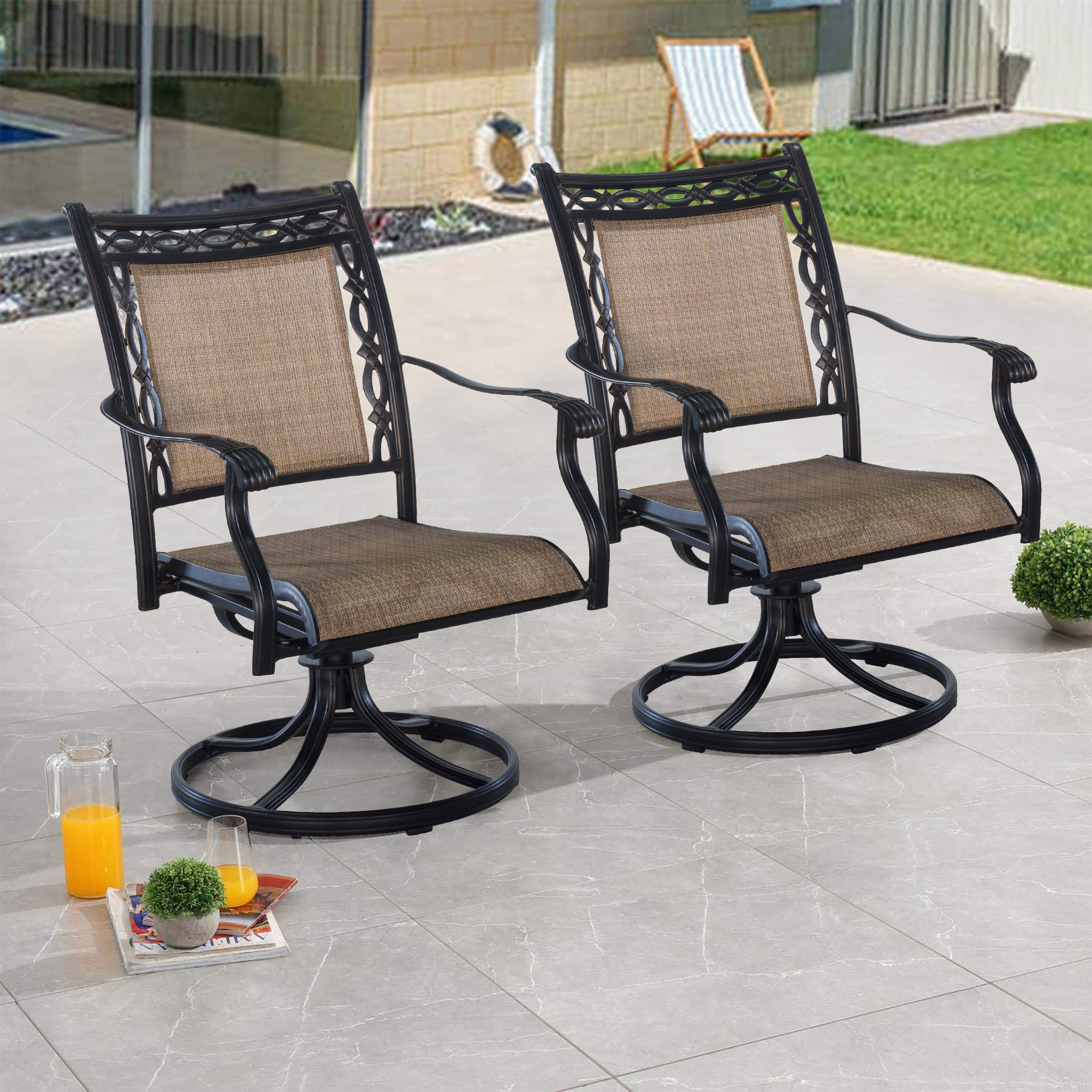 Mondawe  2/4/6 Piece Outdoor Patio Cast Aluminum Swivel Chair-Mondawe