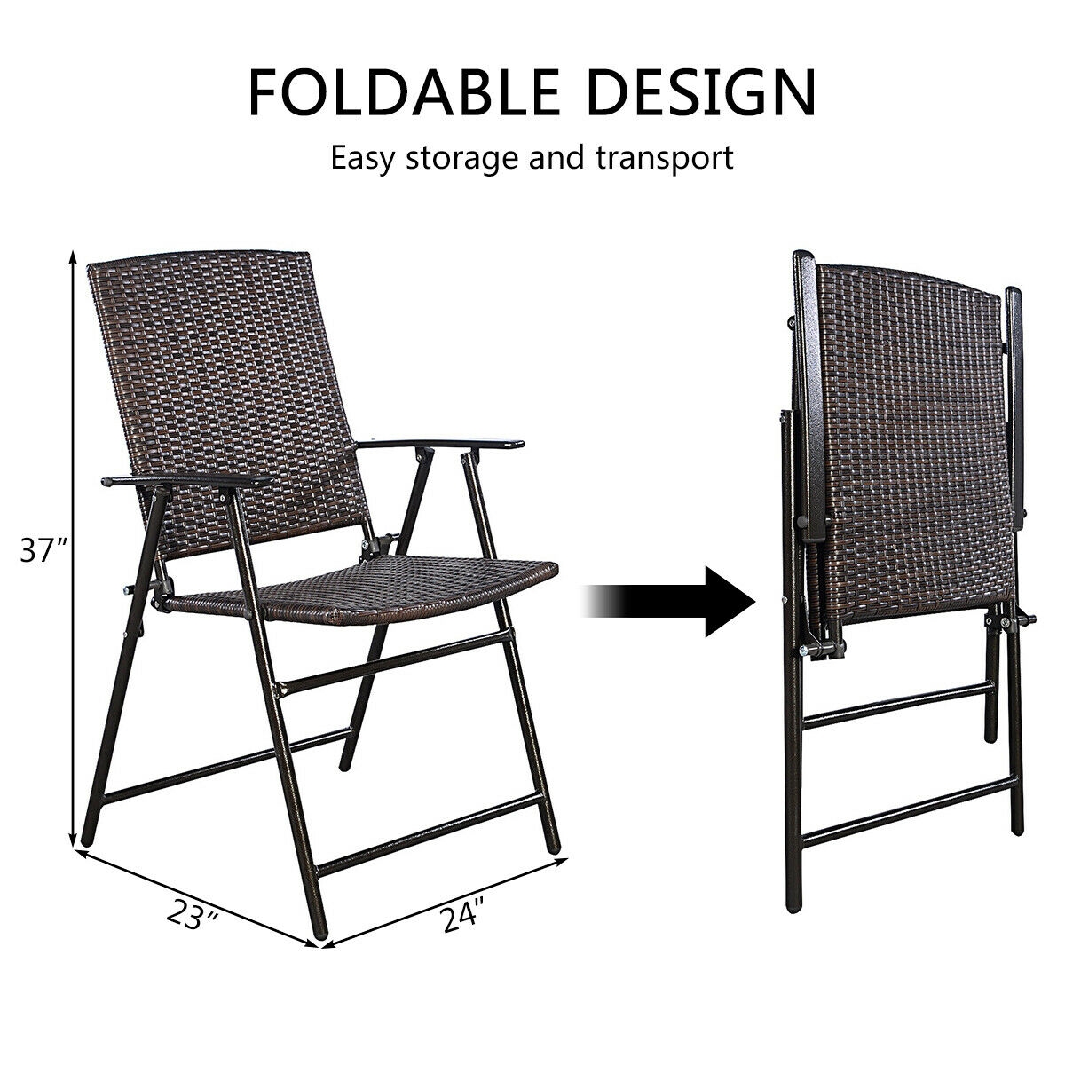 Mondawe 4 PCS Rattan Folding Chair -Mondawe
