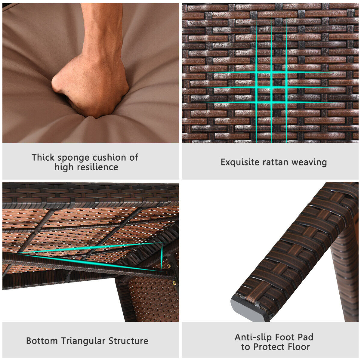 Mondawe 3 Piece Patio Wicker Rattan Sofa Set-Mondawe