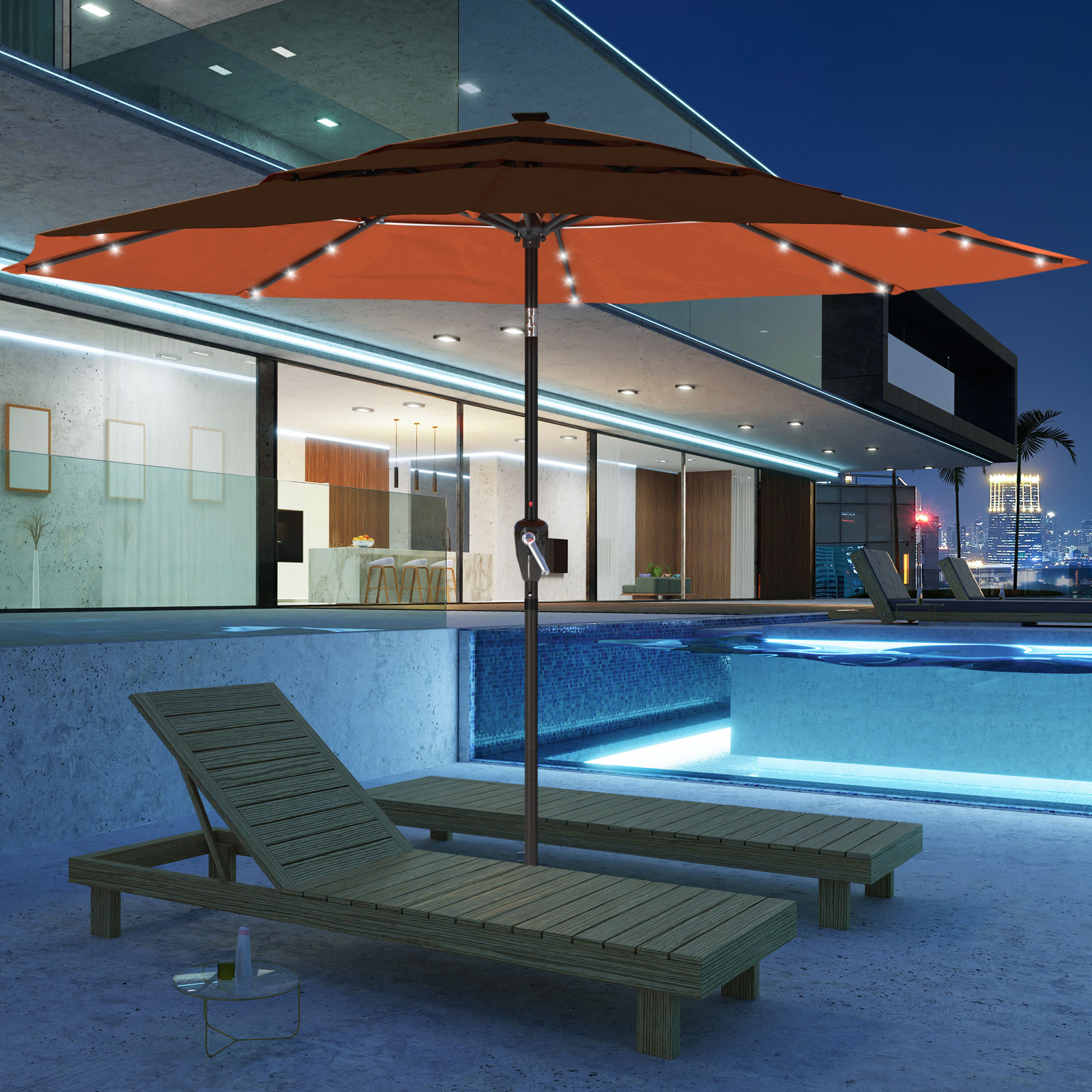 Mondawe 11-Ft Market Patio Umbrella with LED