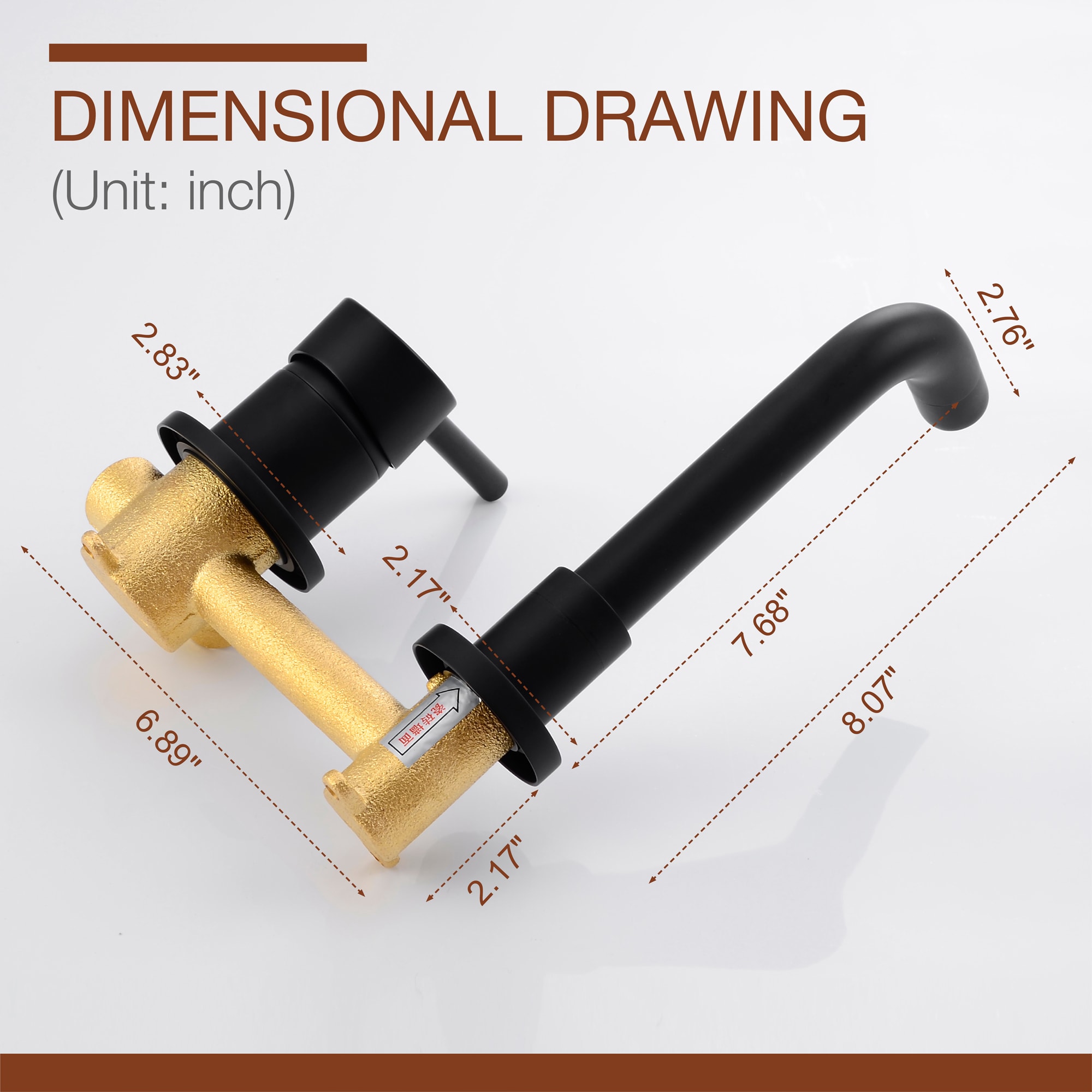 Mondawe Wall Mount Bathroom Sink Faucet Single Handle in Black/Gold-Mondawe