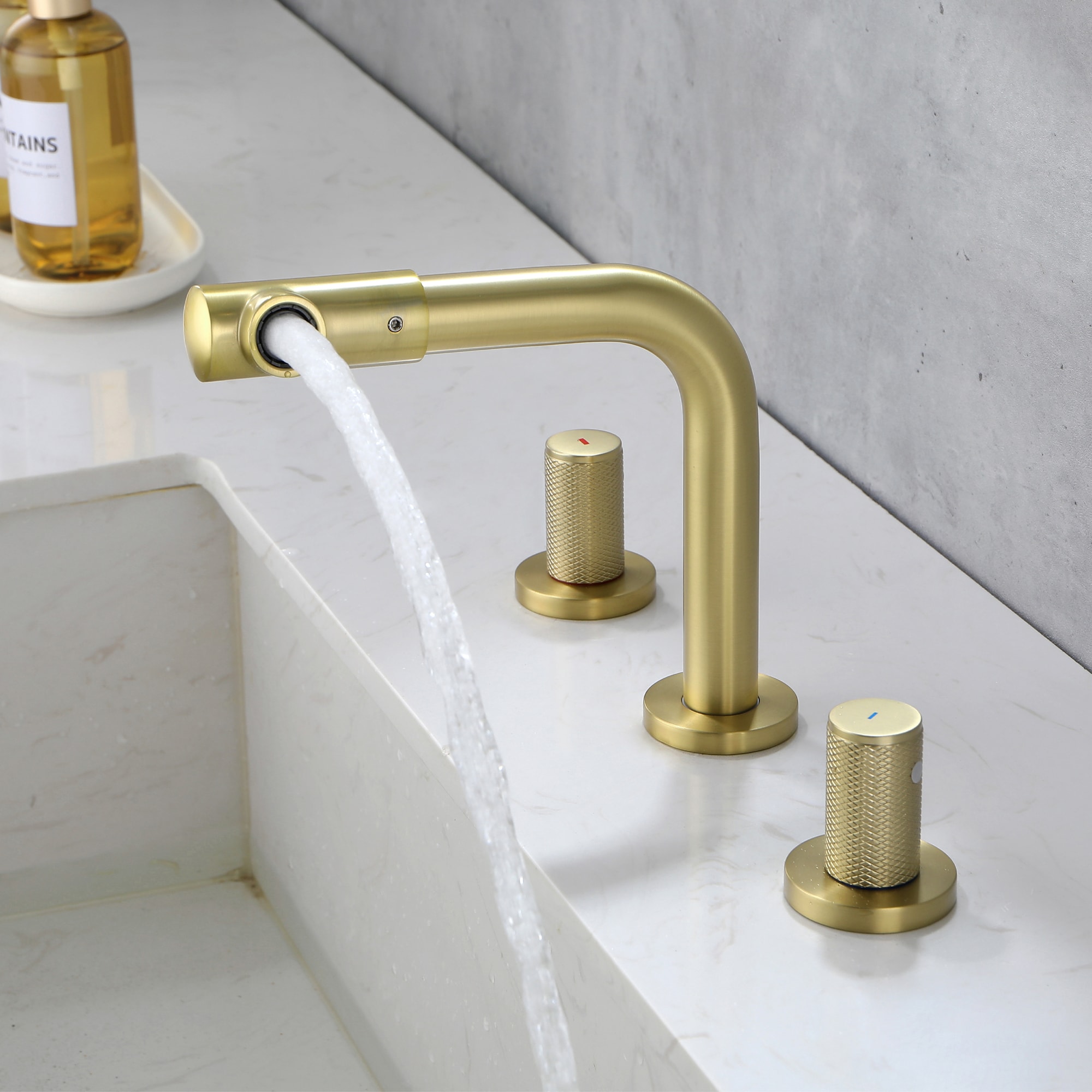 Mondawe Double Handle 8-Inch Center Wide-Spread Bathroom Faucet in Gold/Black/Nickel-Mondawe